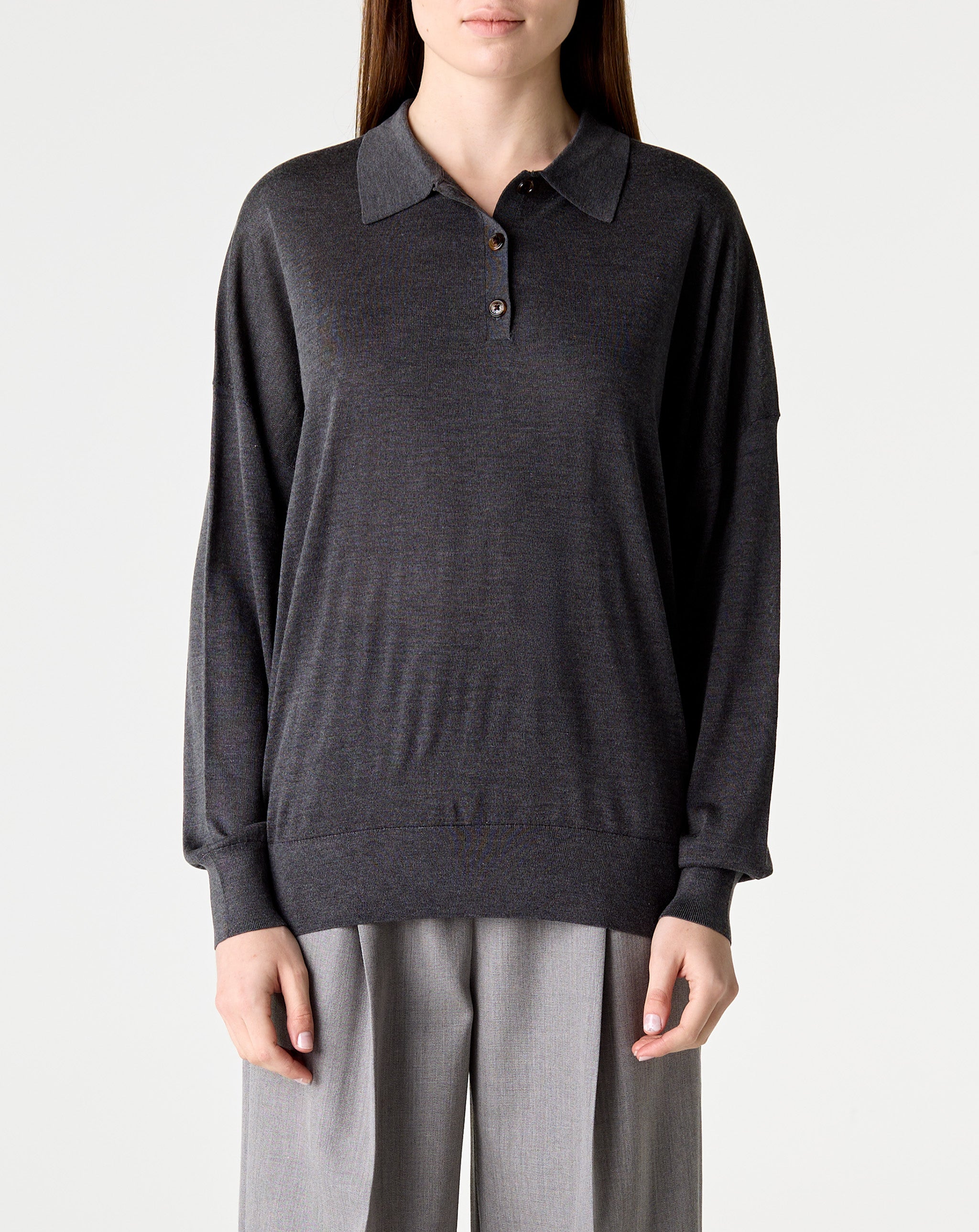 Silk Cashmere L/S Polo