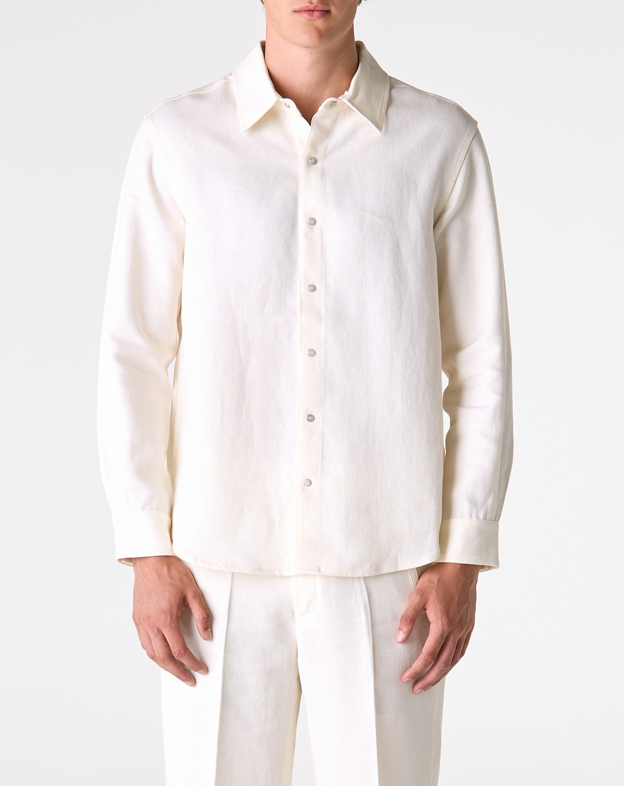 Ivory Solid Linen Shirt