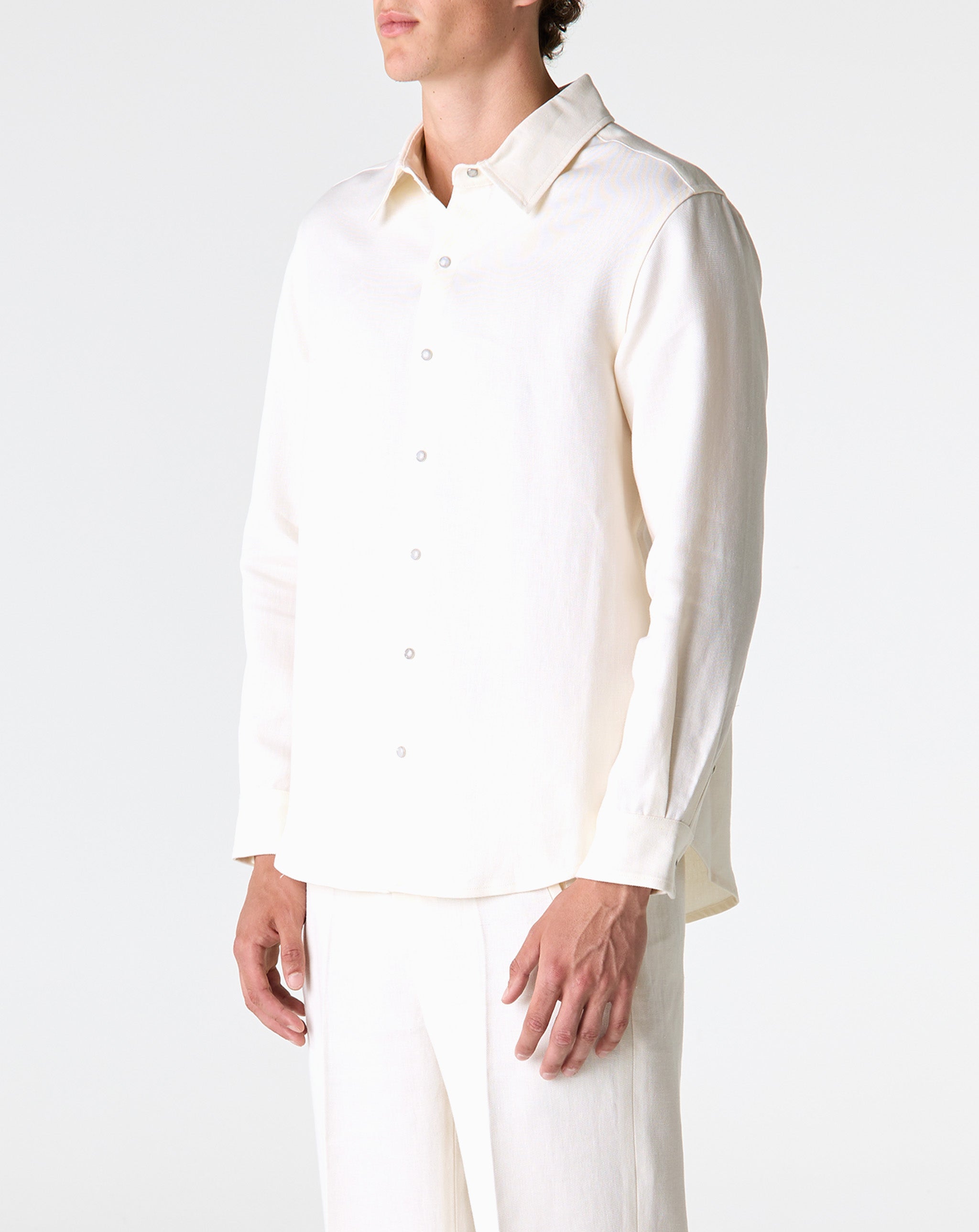 Ivory Solid Linen Shirt