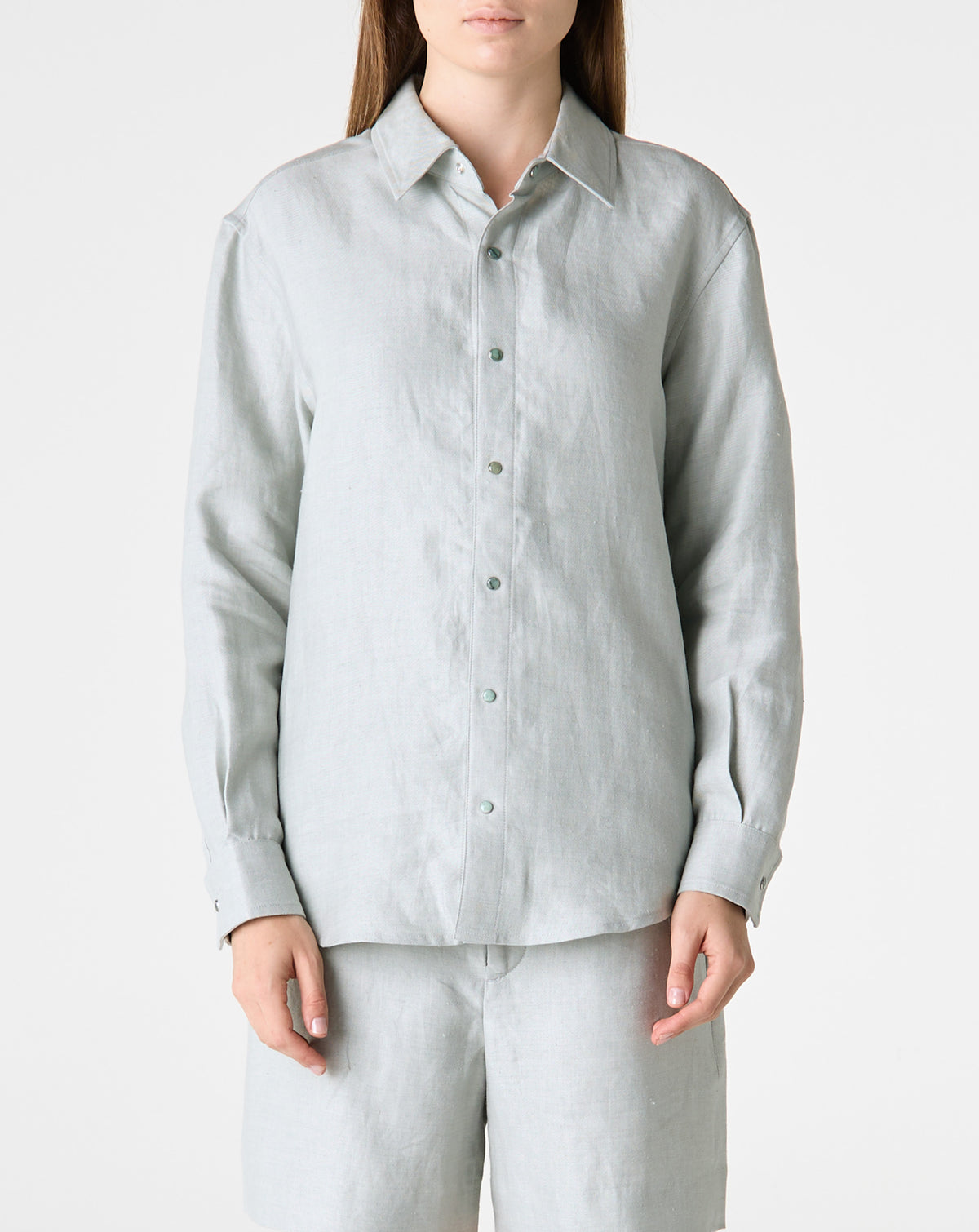 Silver Solid Linen Shirt