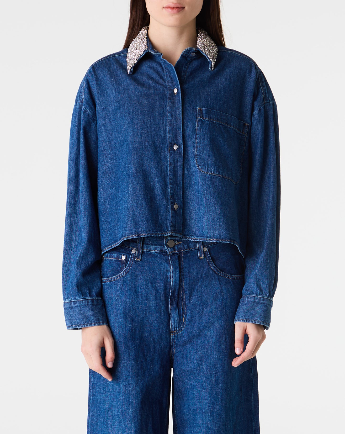 Ex'S Denim W/ Crystal Collar