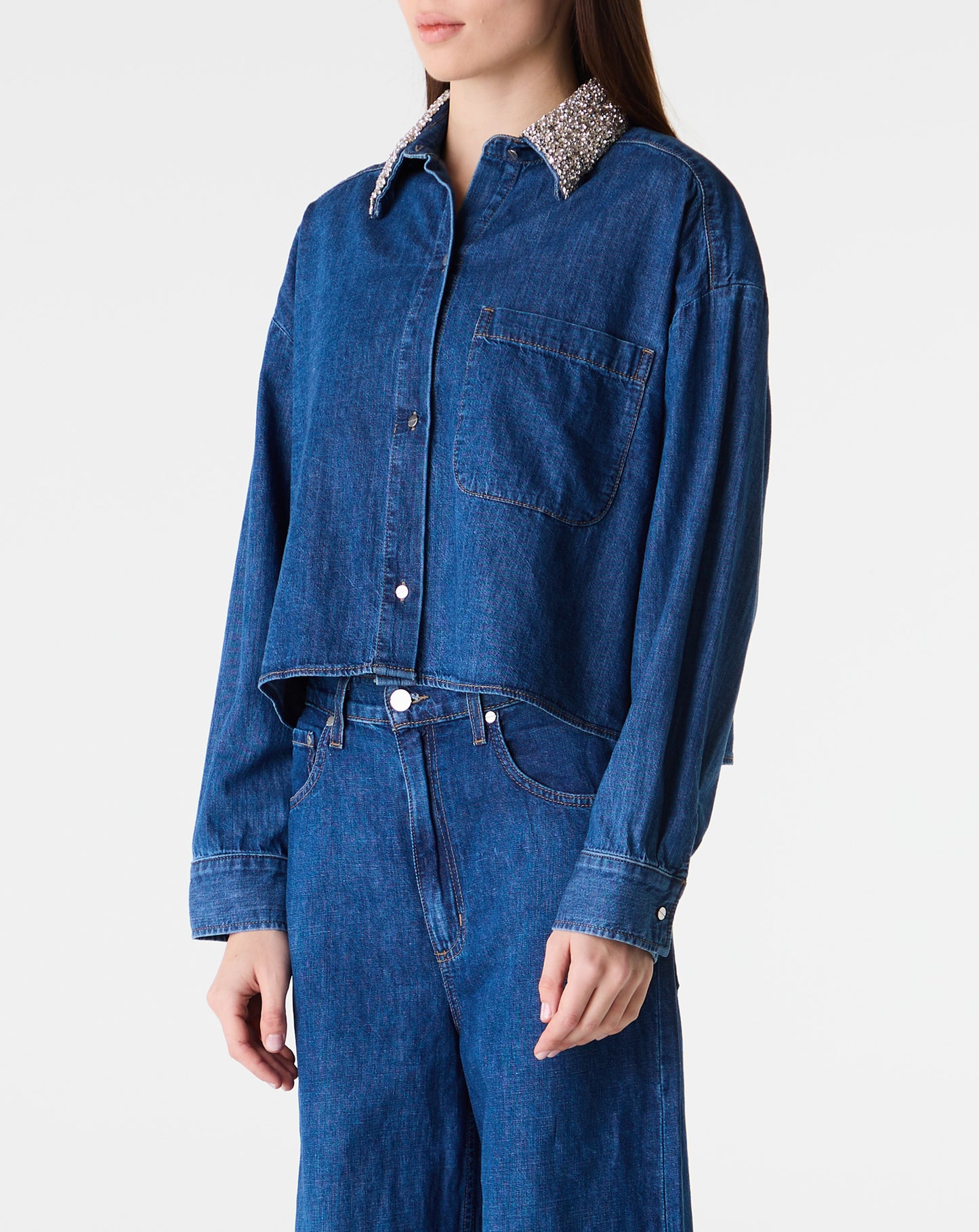 Ex'S Denim W/ Crystal Collar