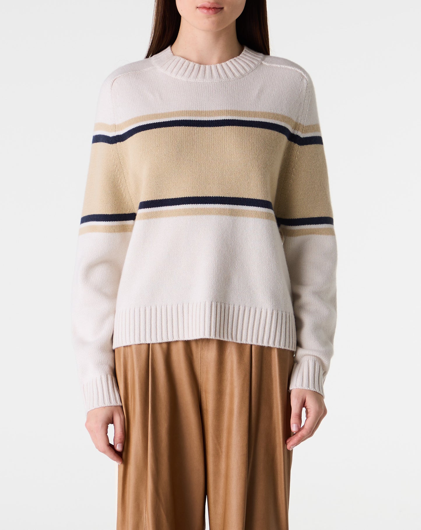 Saddle Crewneck W/ Stripes