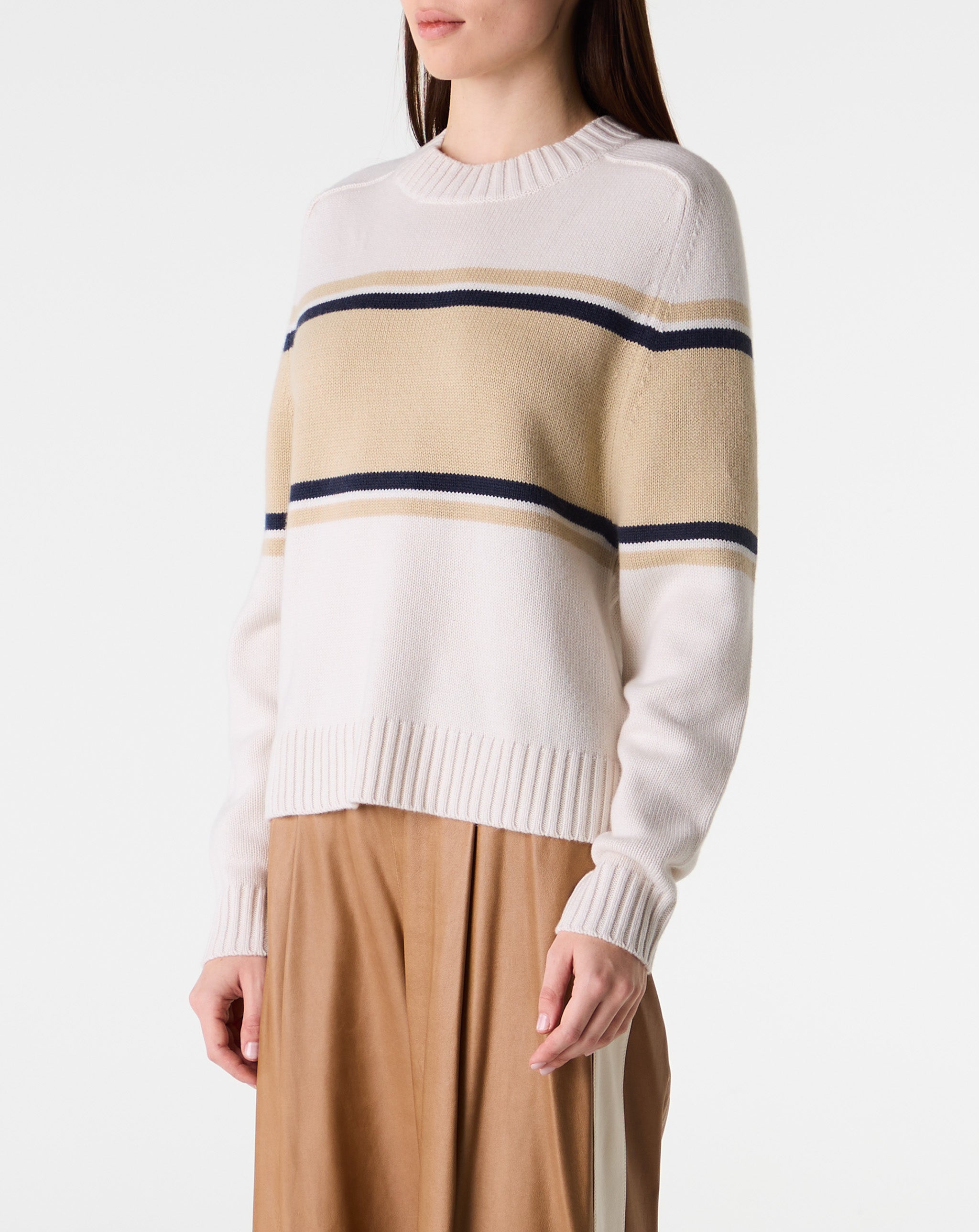 Saddle Crewneck W/ Stripes