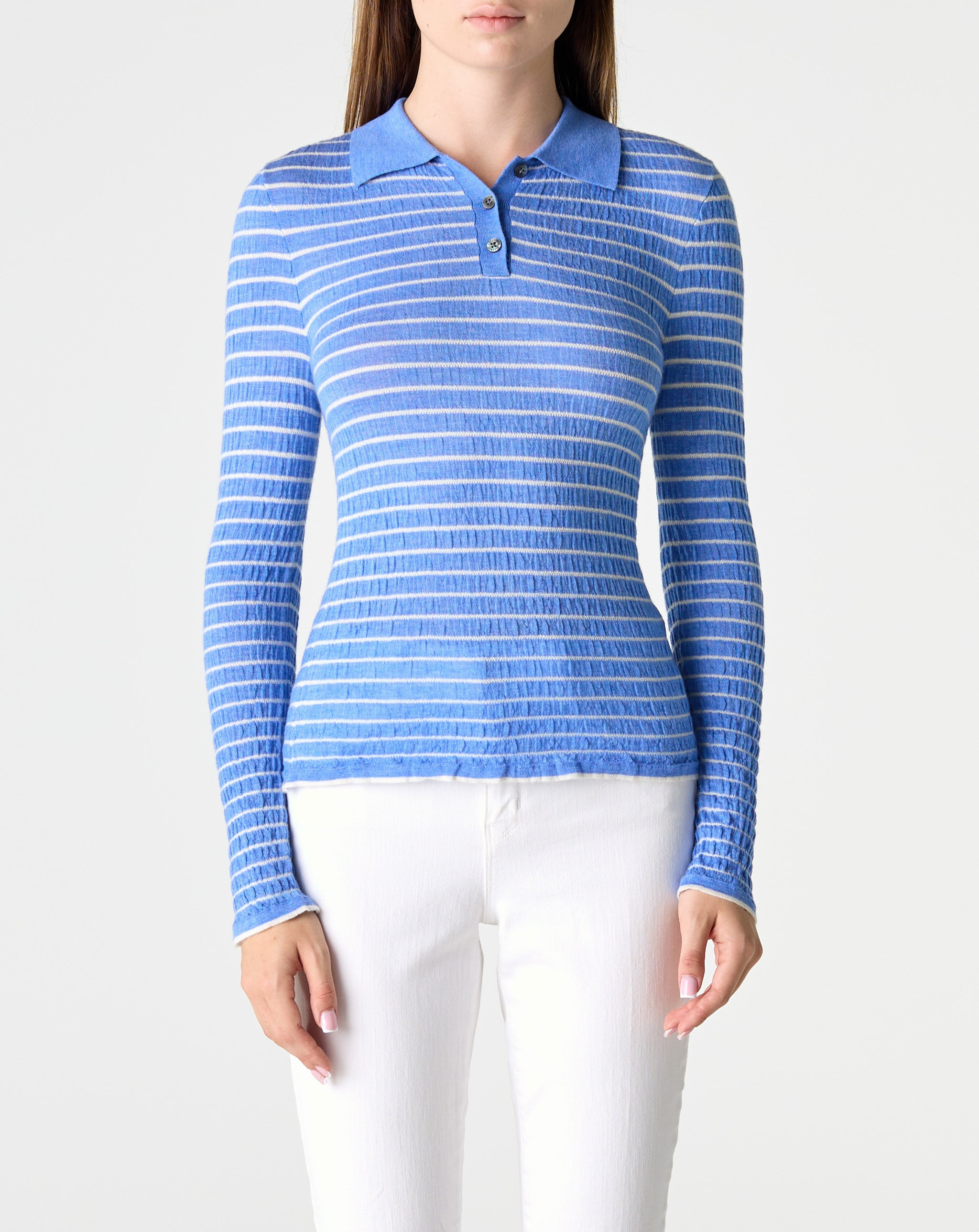 Smocked L/S Shrunken Polo