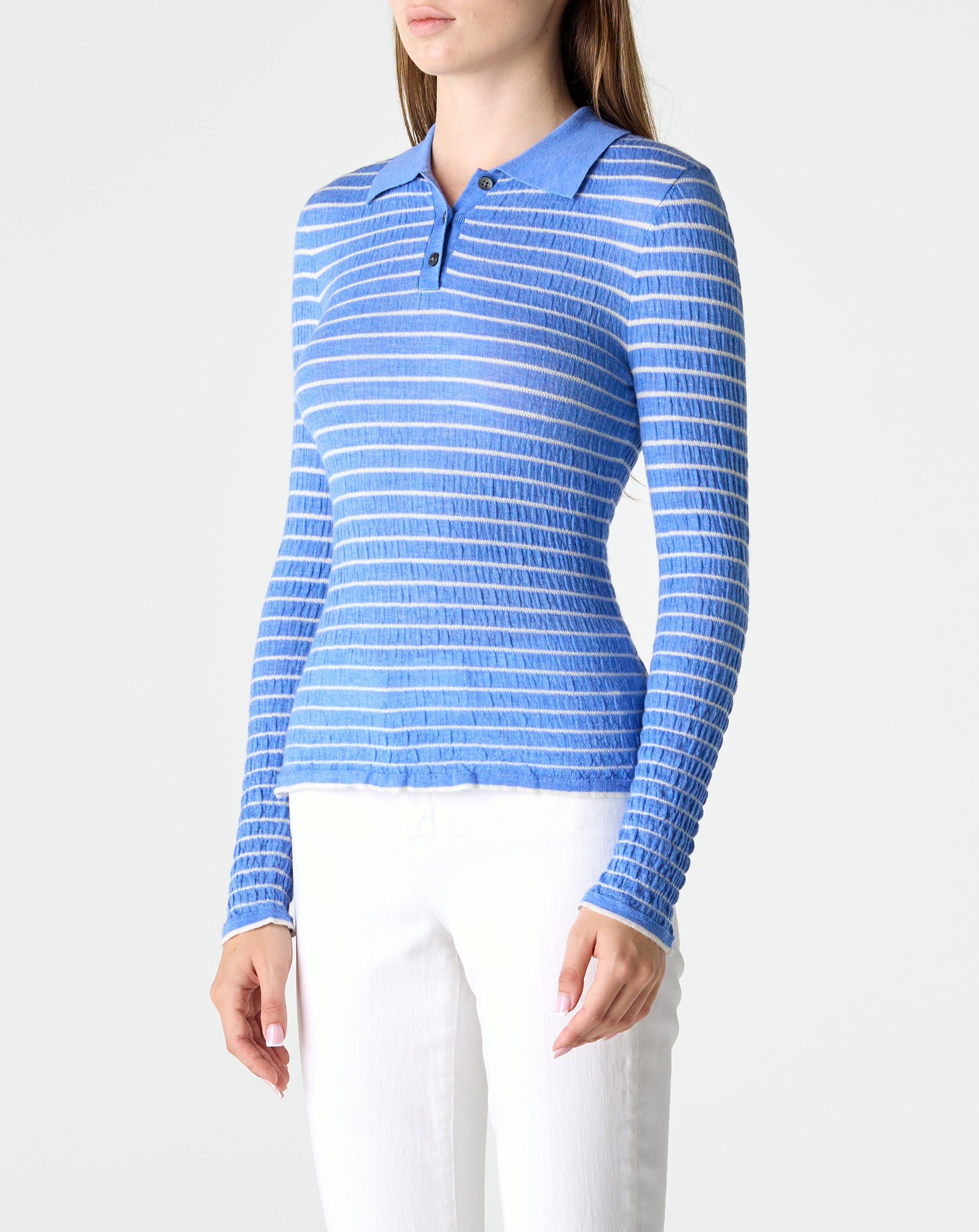 Smocked L/S Shrunken Polo