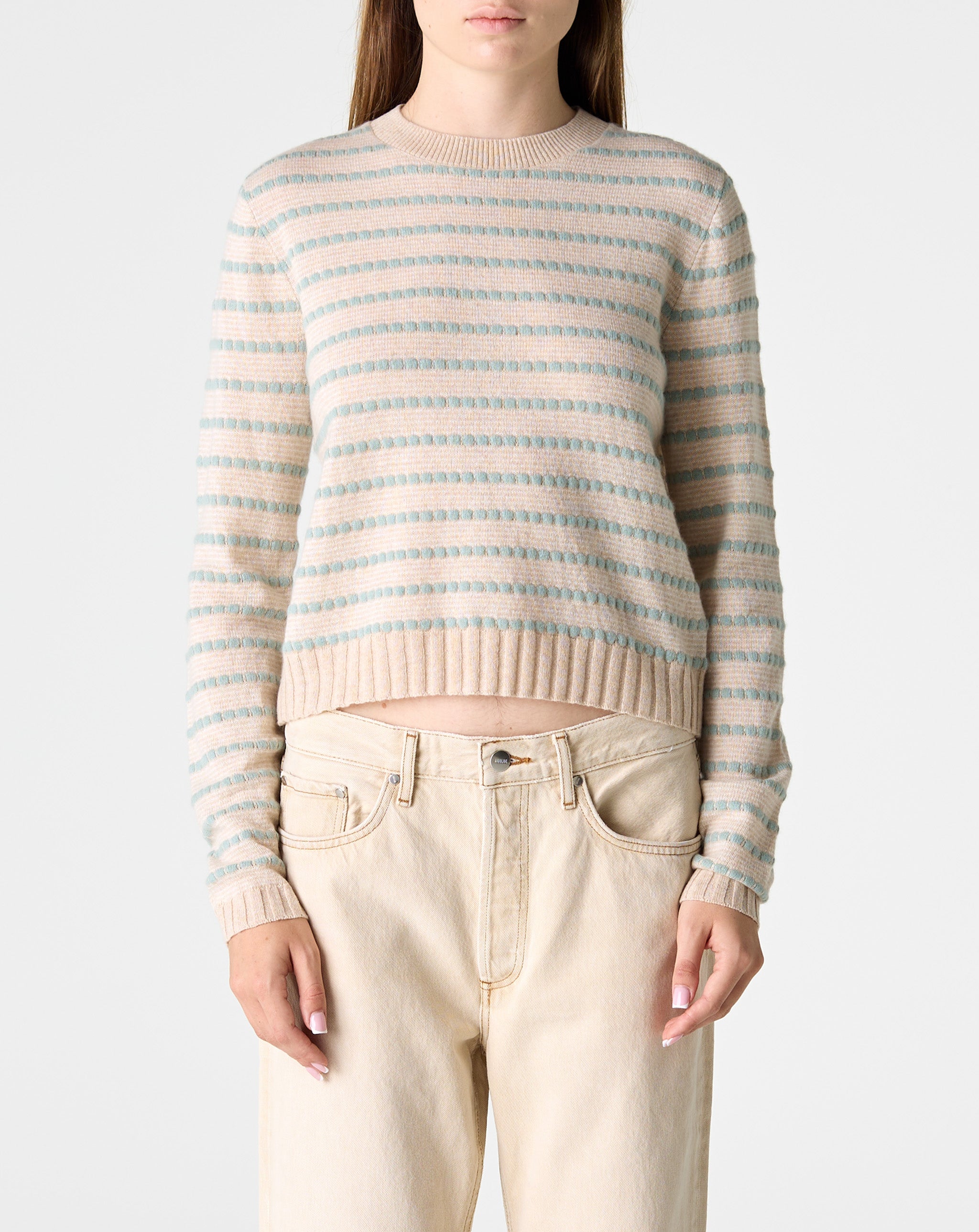 Pebble Stripe Shrunken Crew