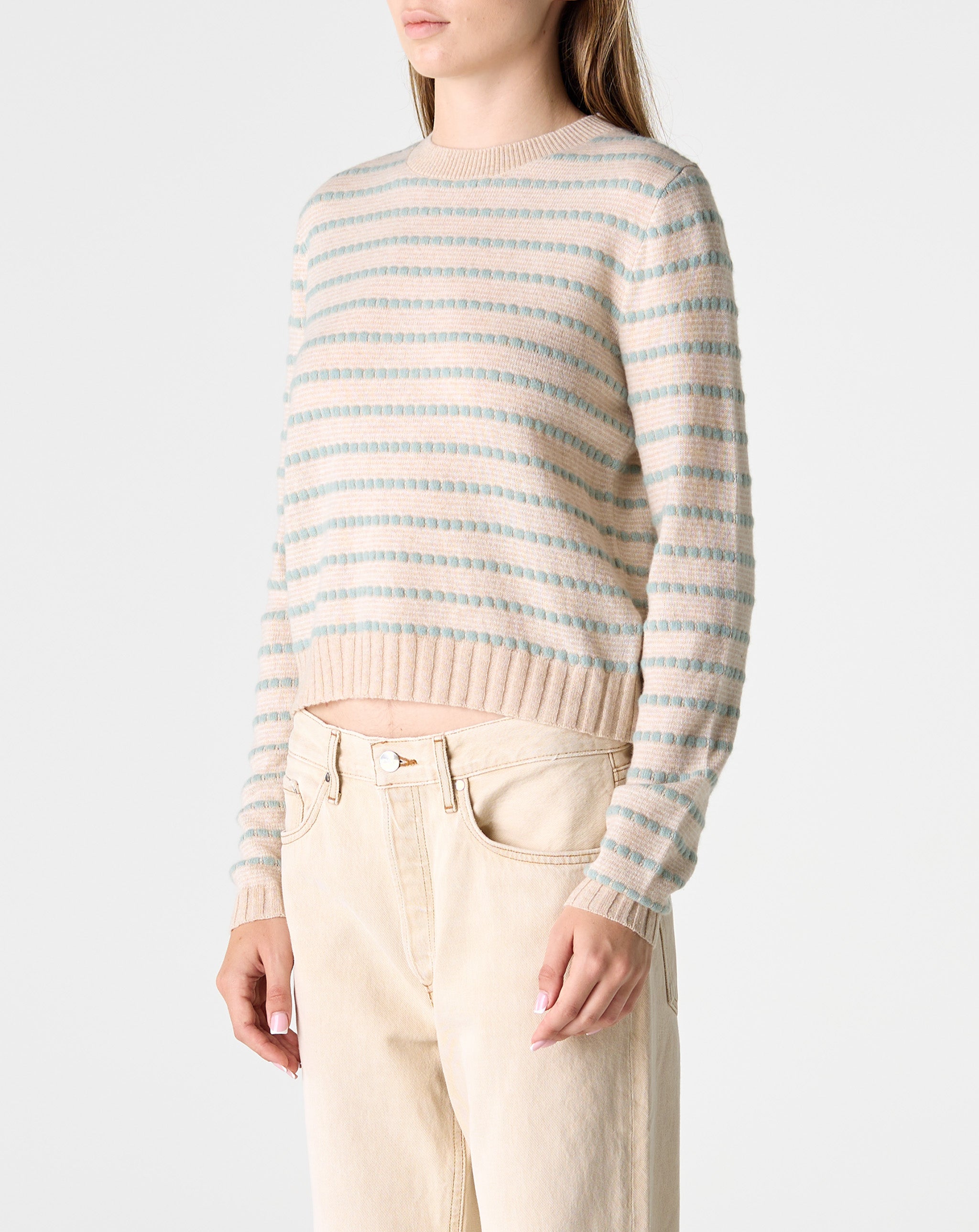 Pebble Stripe Shrunken Crew