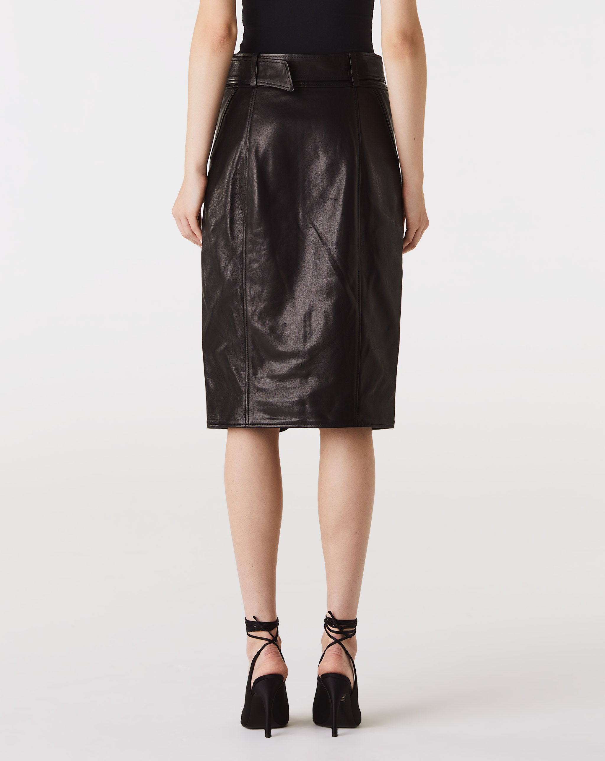Midi Zip Lambskin Skirt