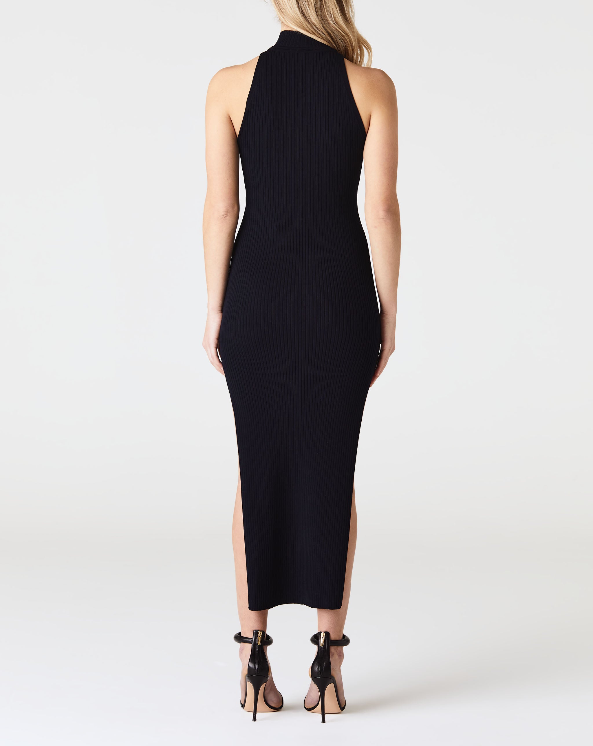Rib Knit Diamond Neck Dress