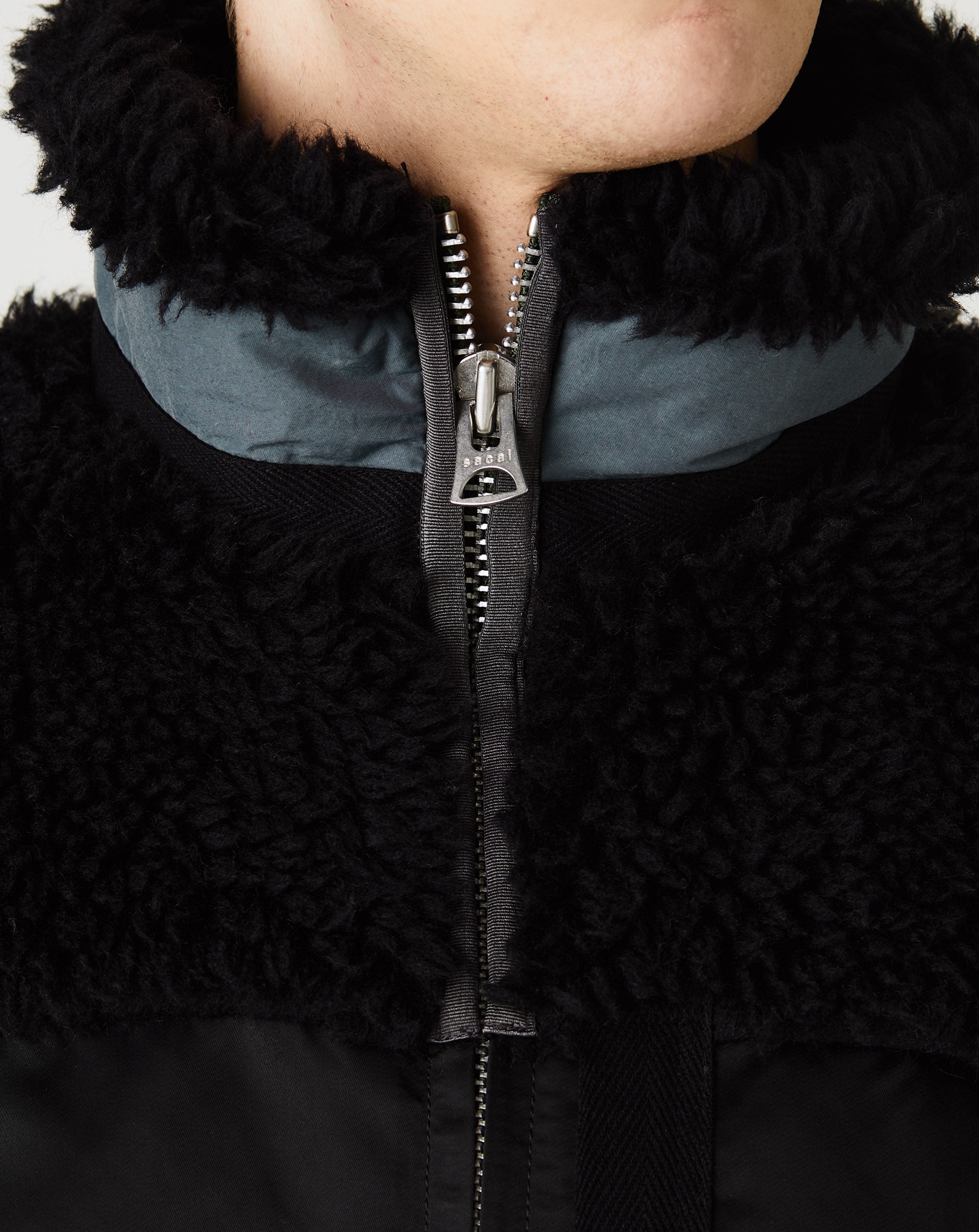 Faux Shearling x Nylon Twill Blouson