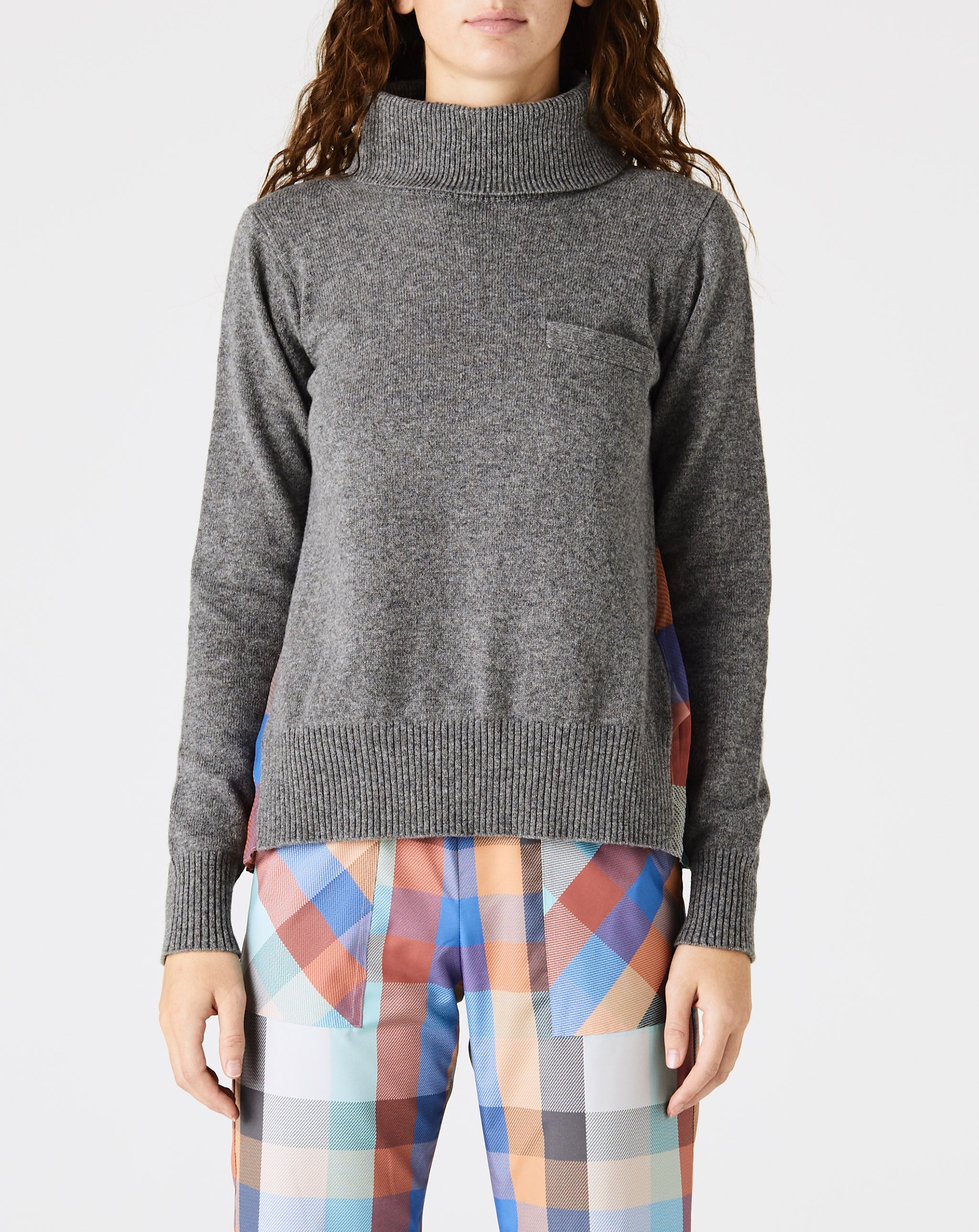 Plaid Wool Knit Pullover