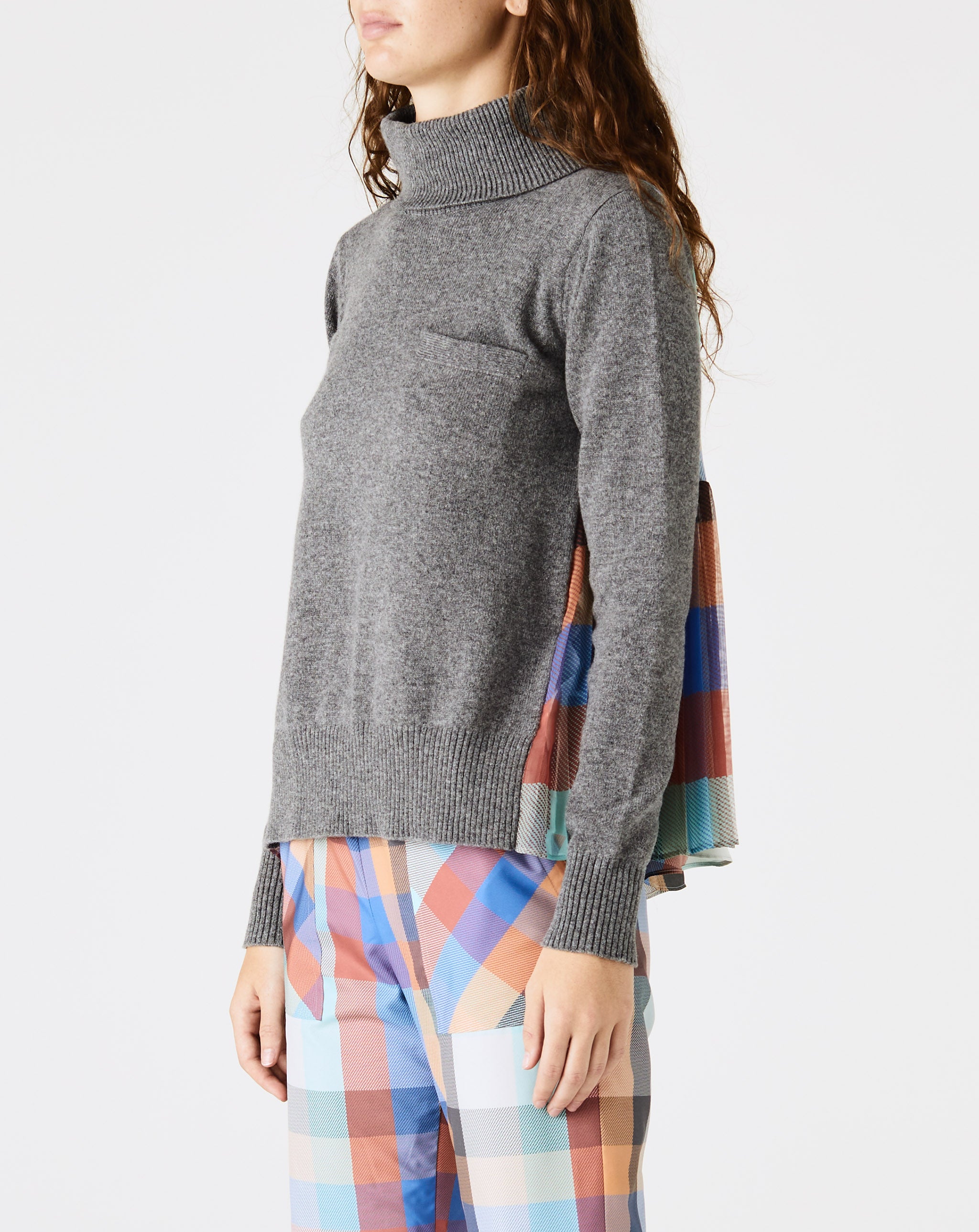Plaid Wool Knit Pullover