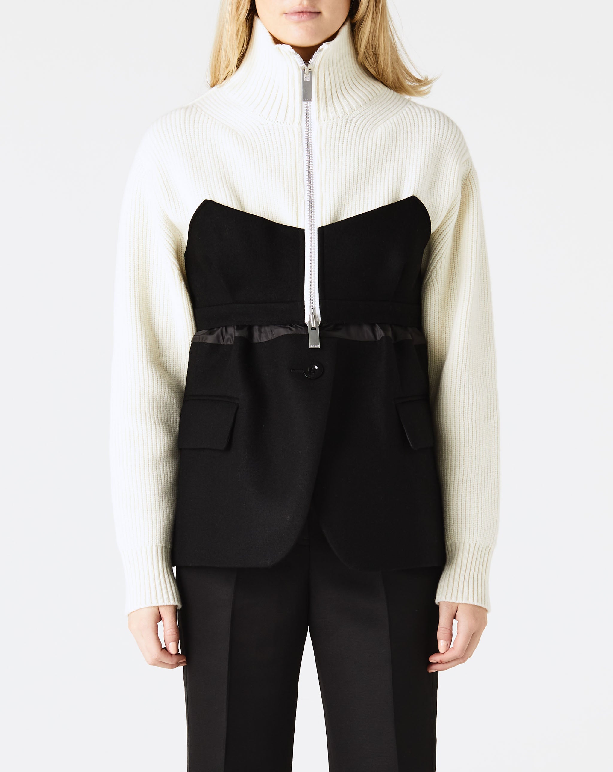 Wool Melton Wool Knit Jacket