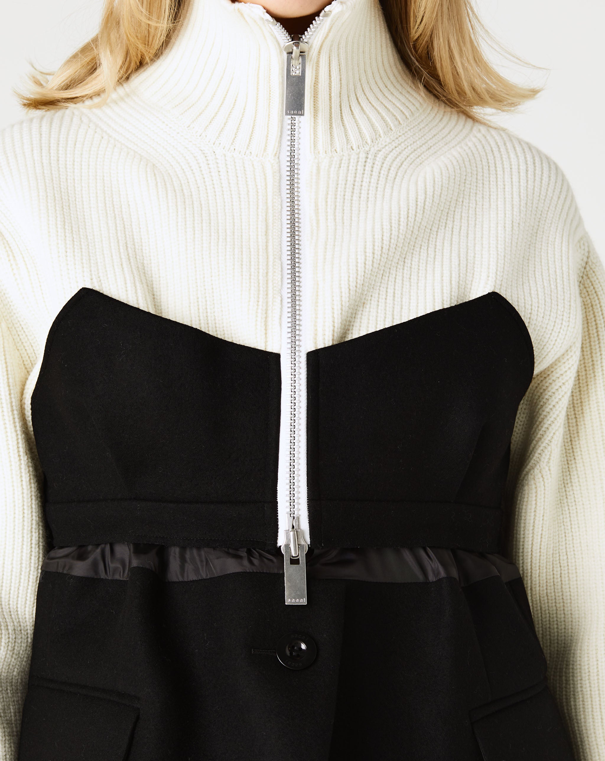 Wool Melton Wool Knit Jacket