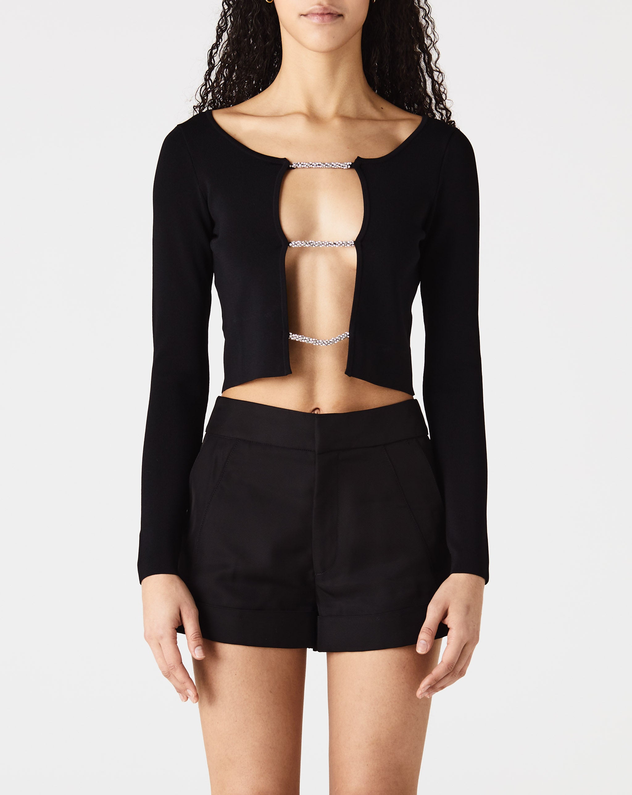 Long Sleeve Crystal Lattice Top