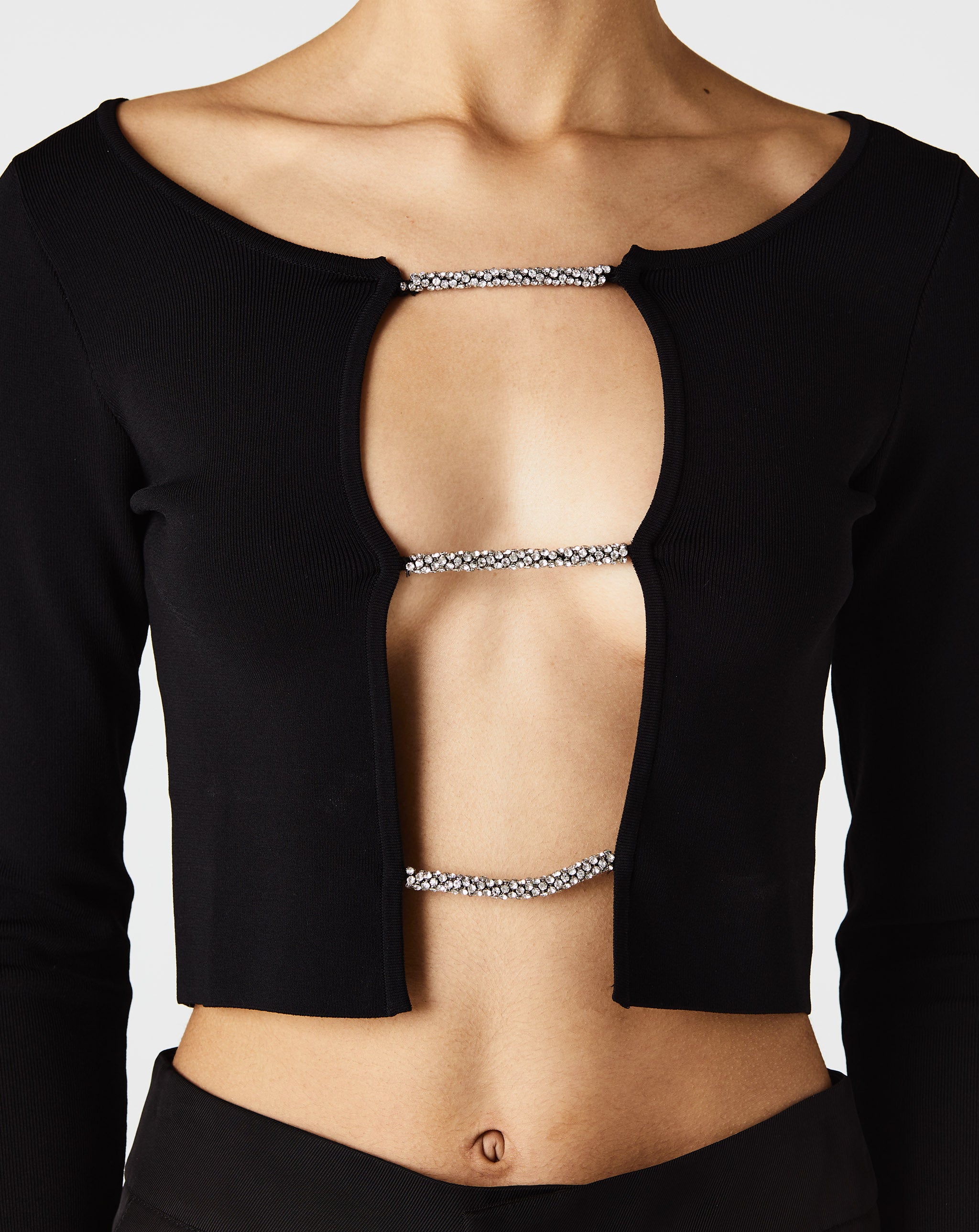 Long Sleeve Crystal Lattice Top