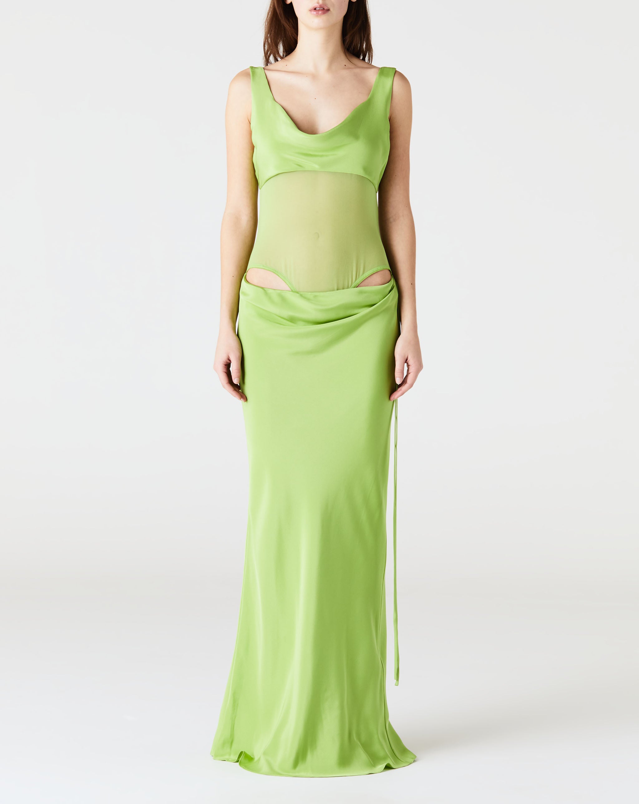 Sheer Torso Cowl Tank Dress