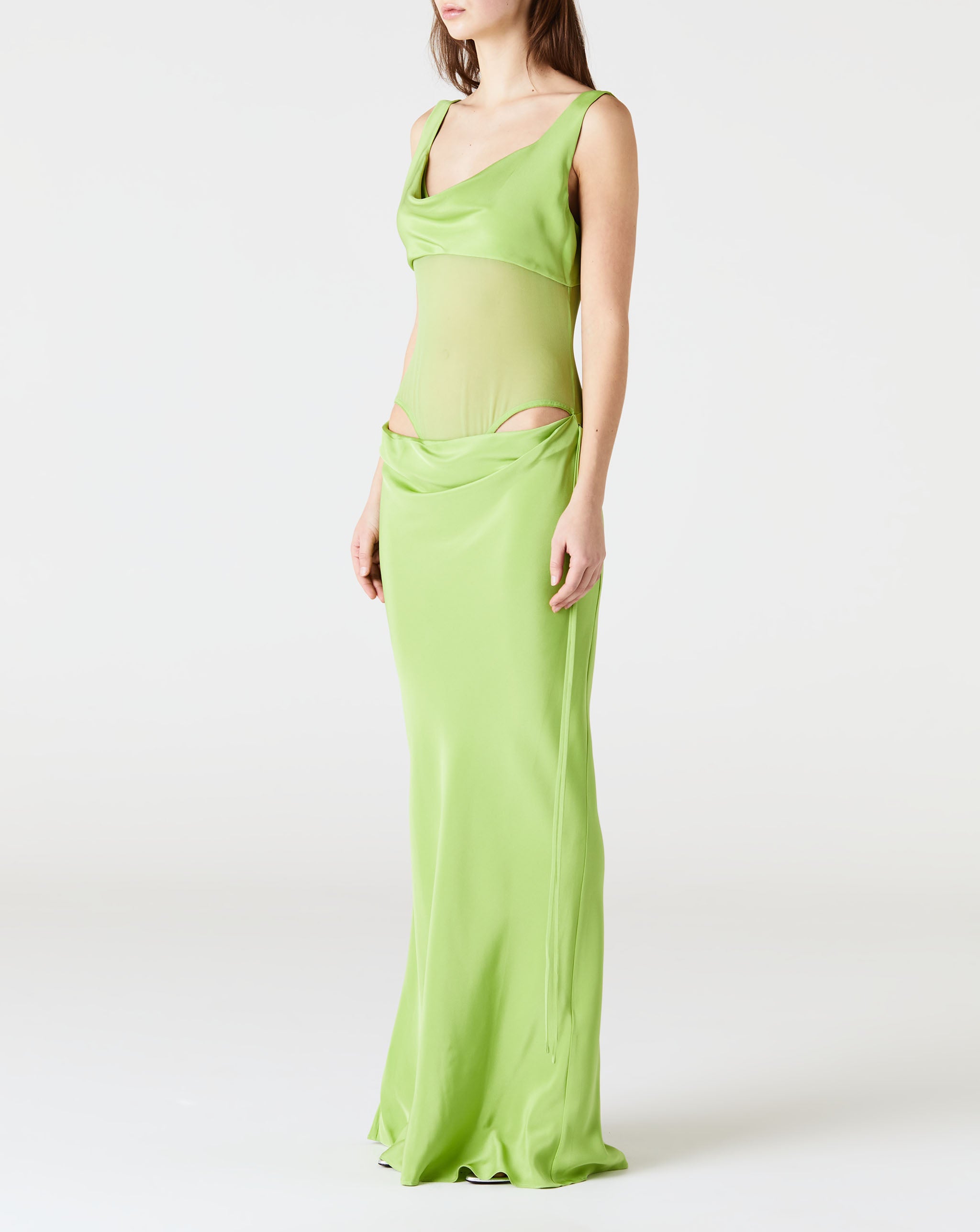 Sheer Torso Cowl Tank Dress