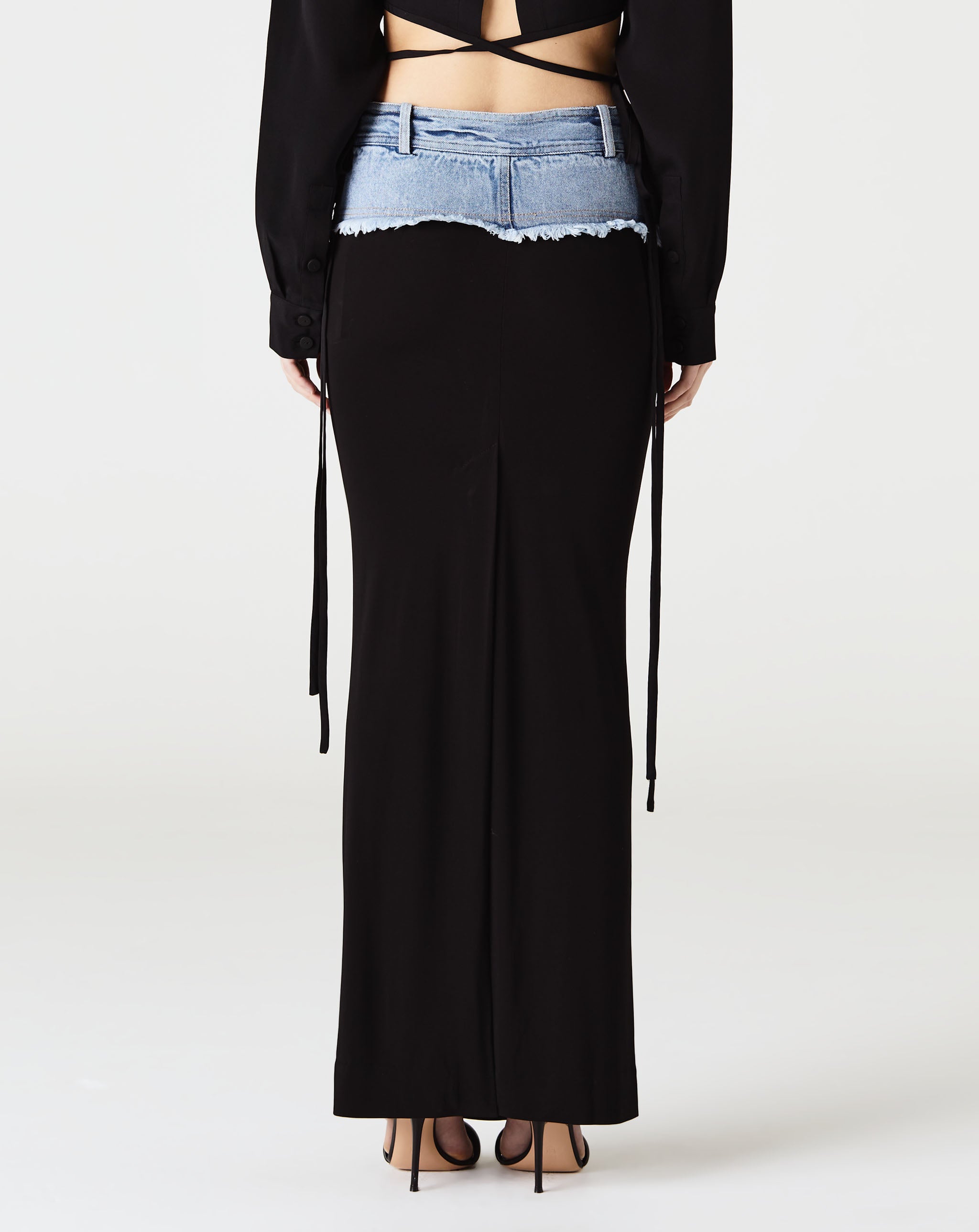 Denim Belt Column Skirt