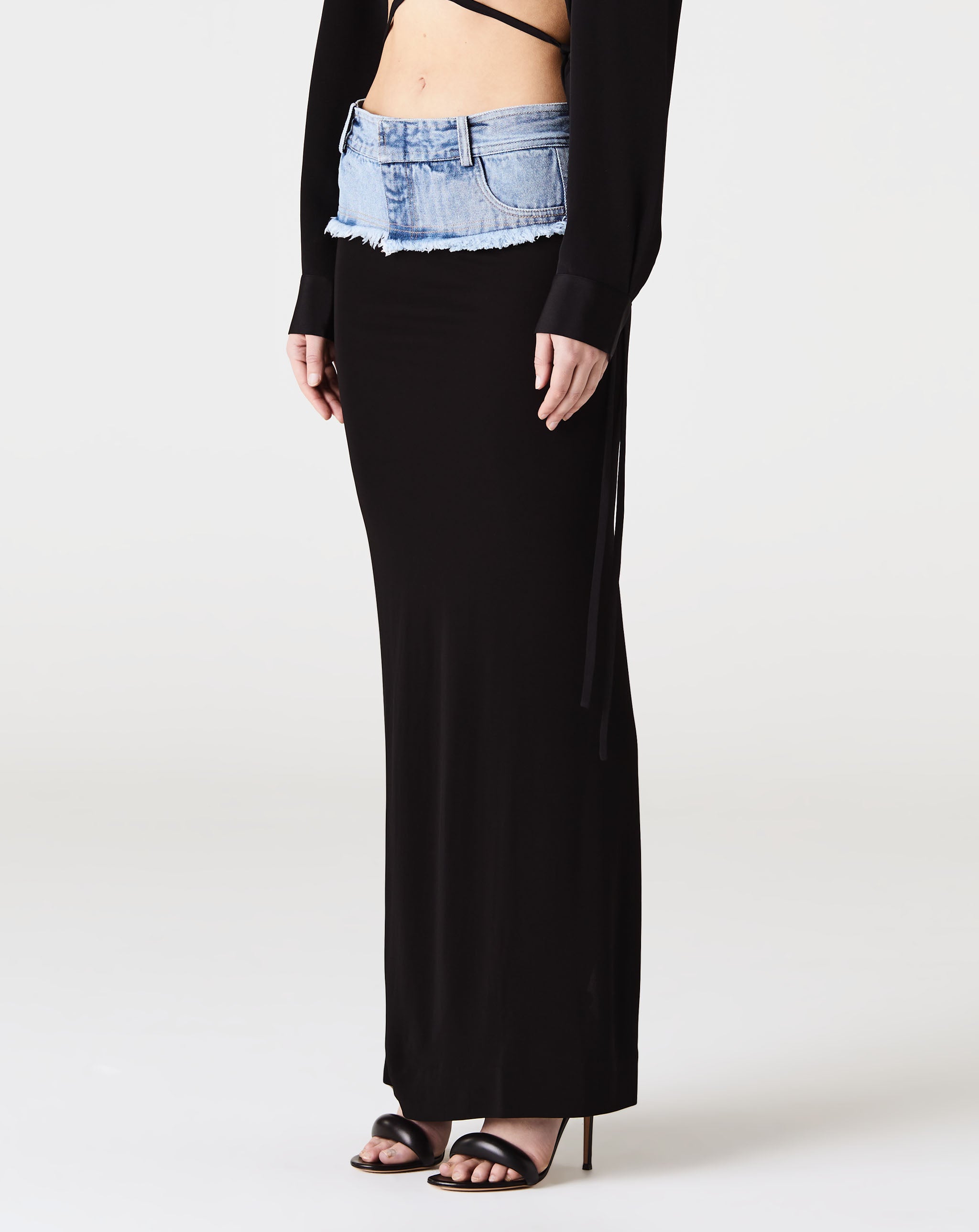 Denim Belt Column Skirt