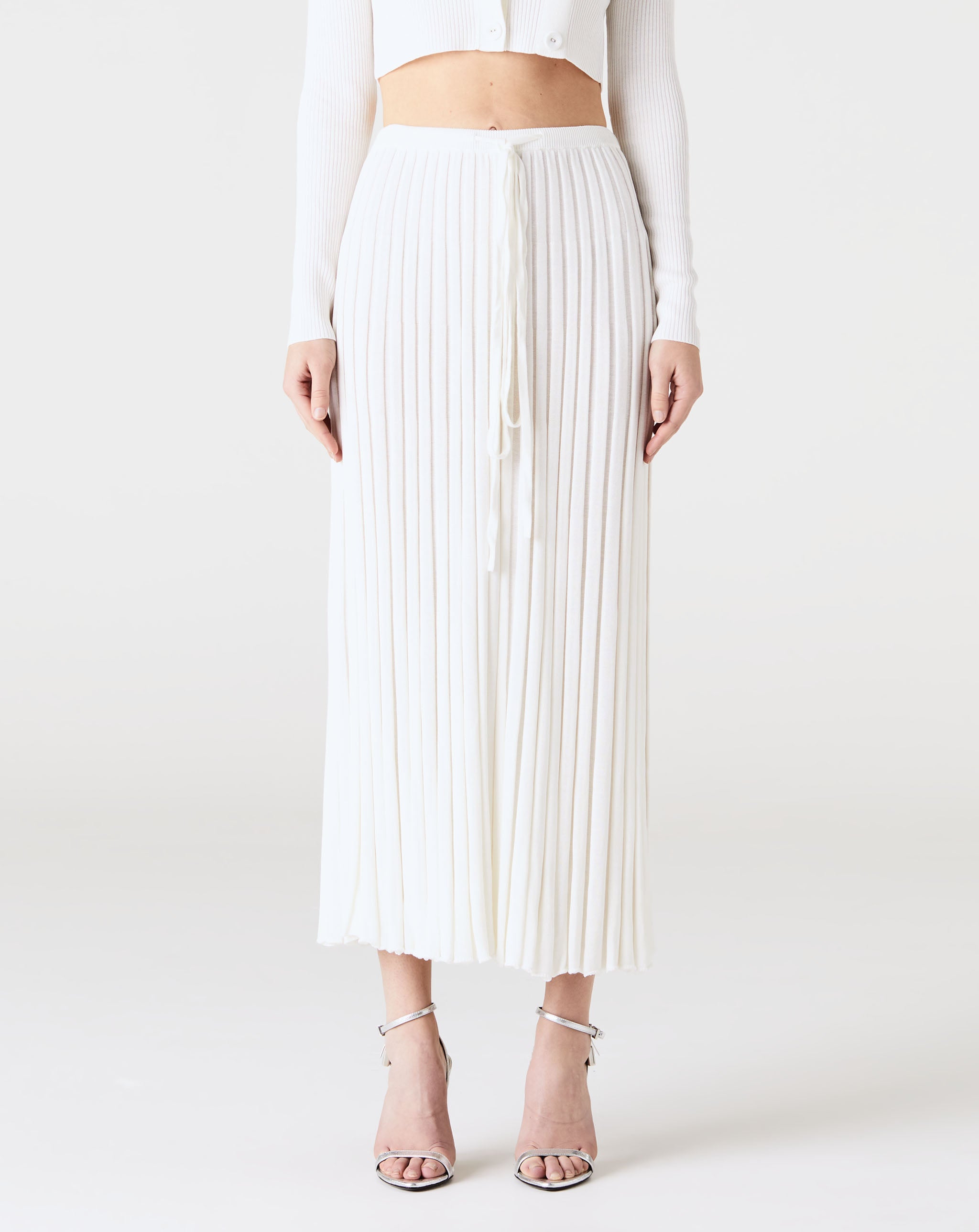 Pleated Knit Tie Skirt