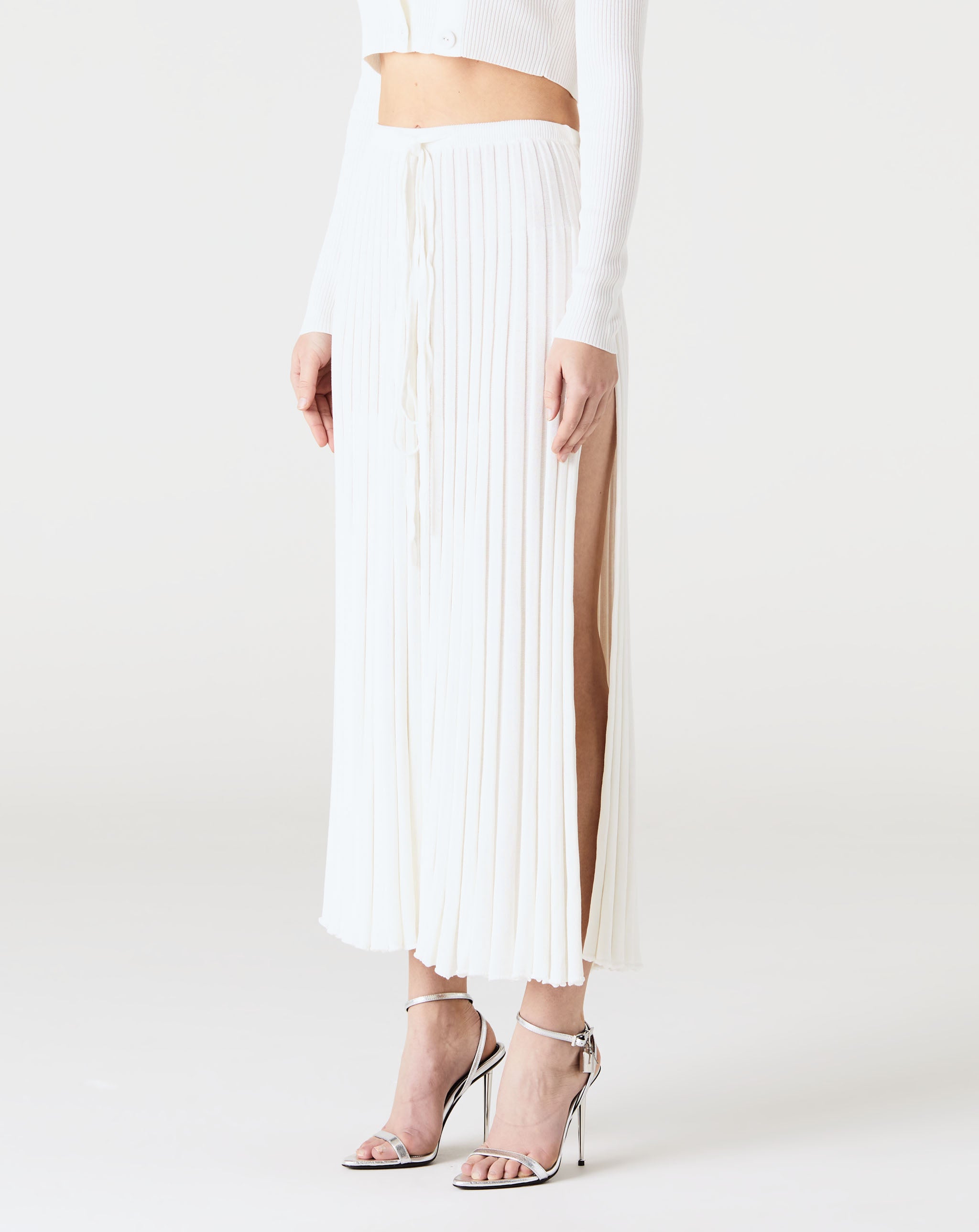 Pleated Knit Tie Skirt