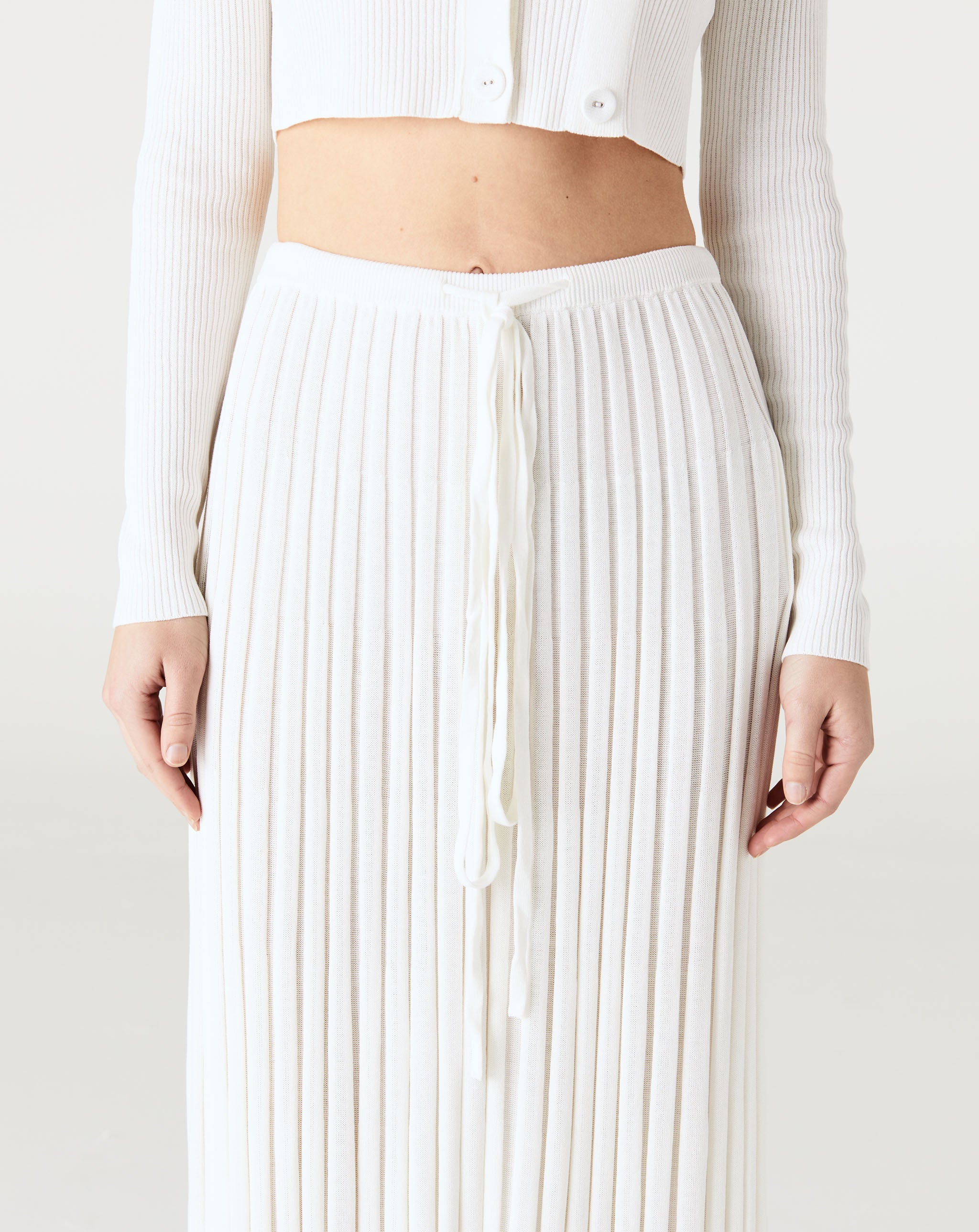 Pleated Knit Tie Skirt