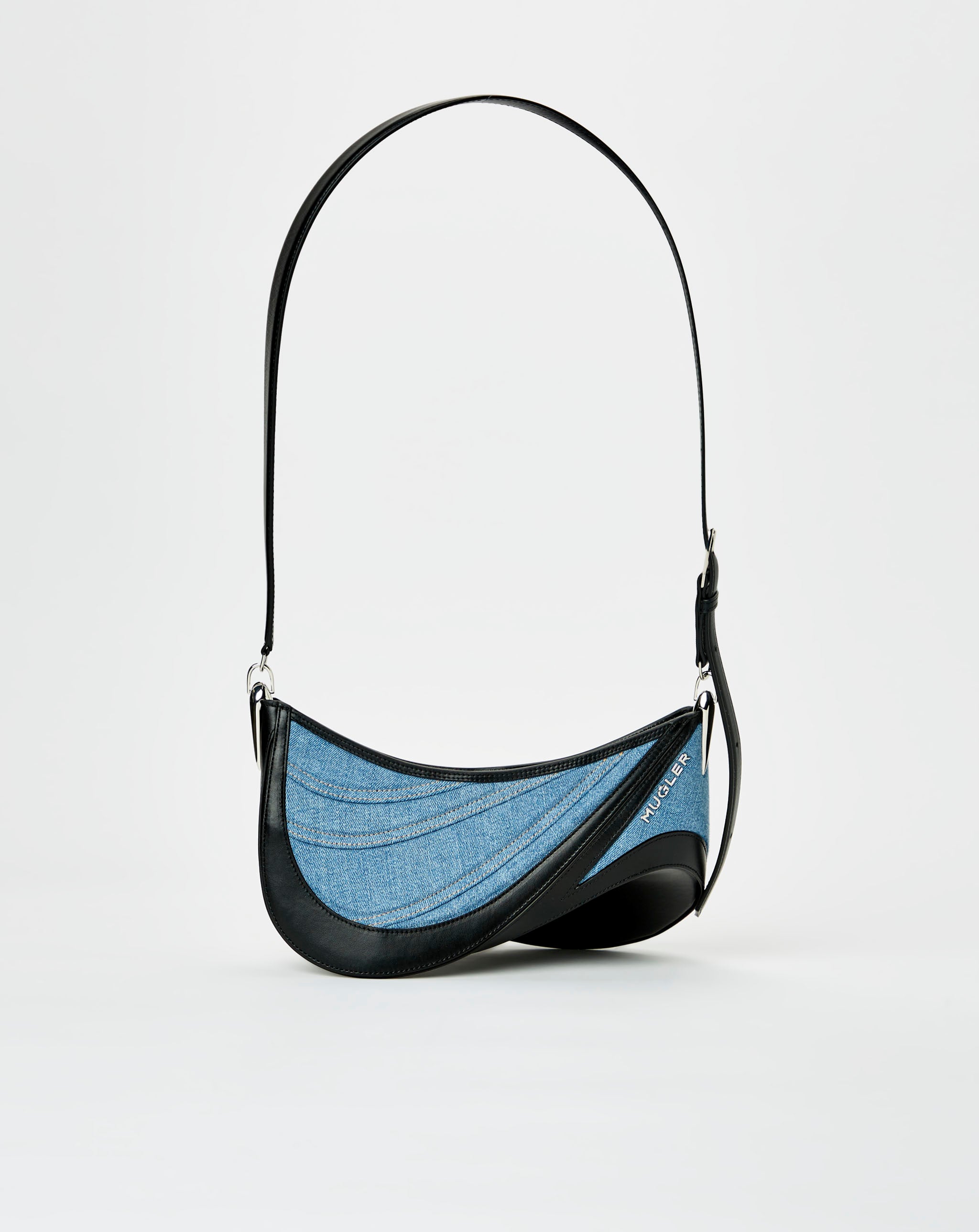 Medium Denim And Leather Spiral Bag