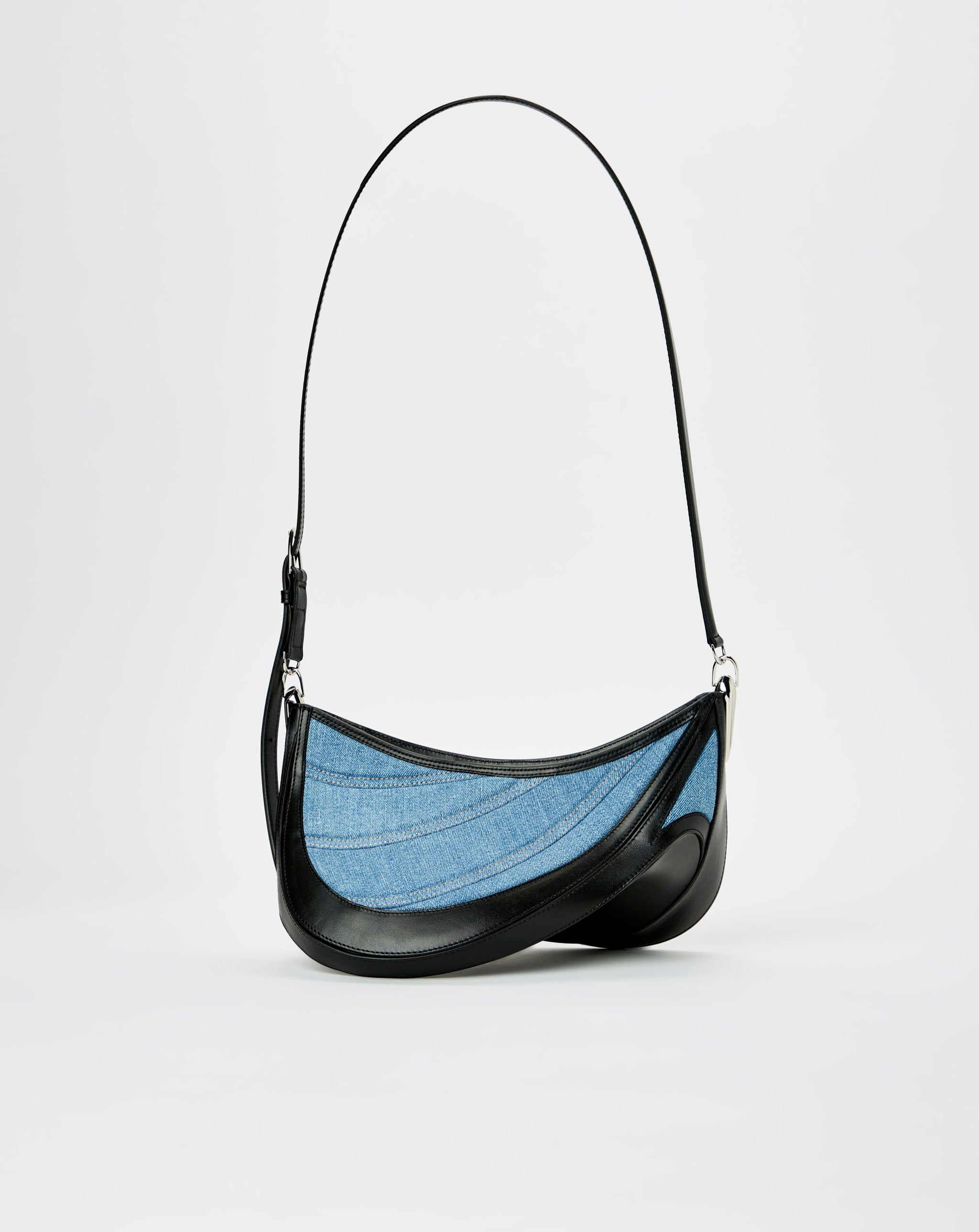 Medium Denim And Leather Spiral Bag