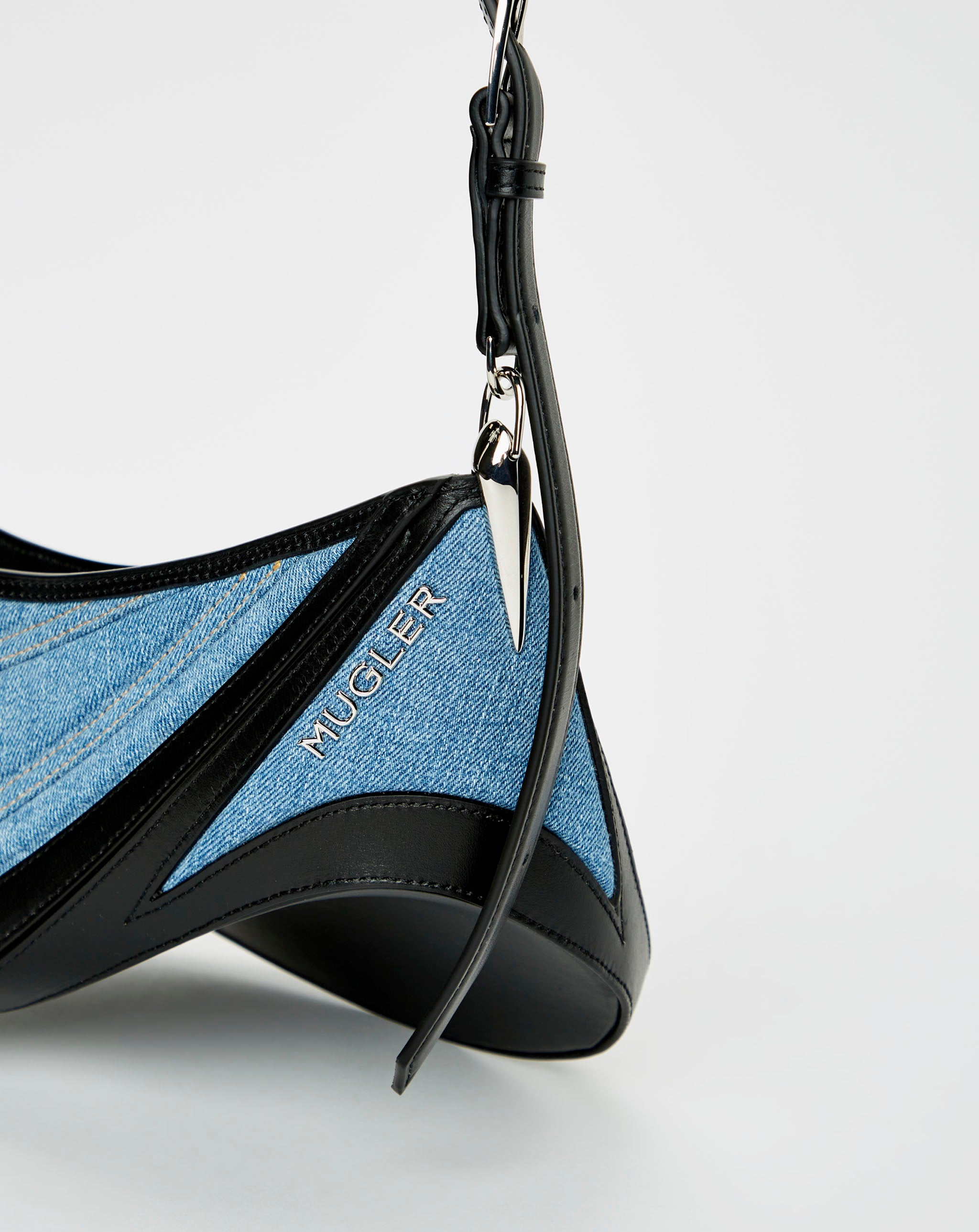 Medium Denim And Leather Spiral Bag