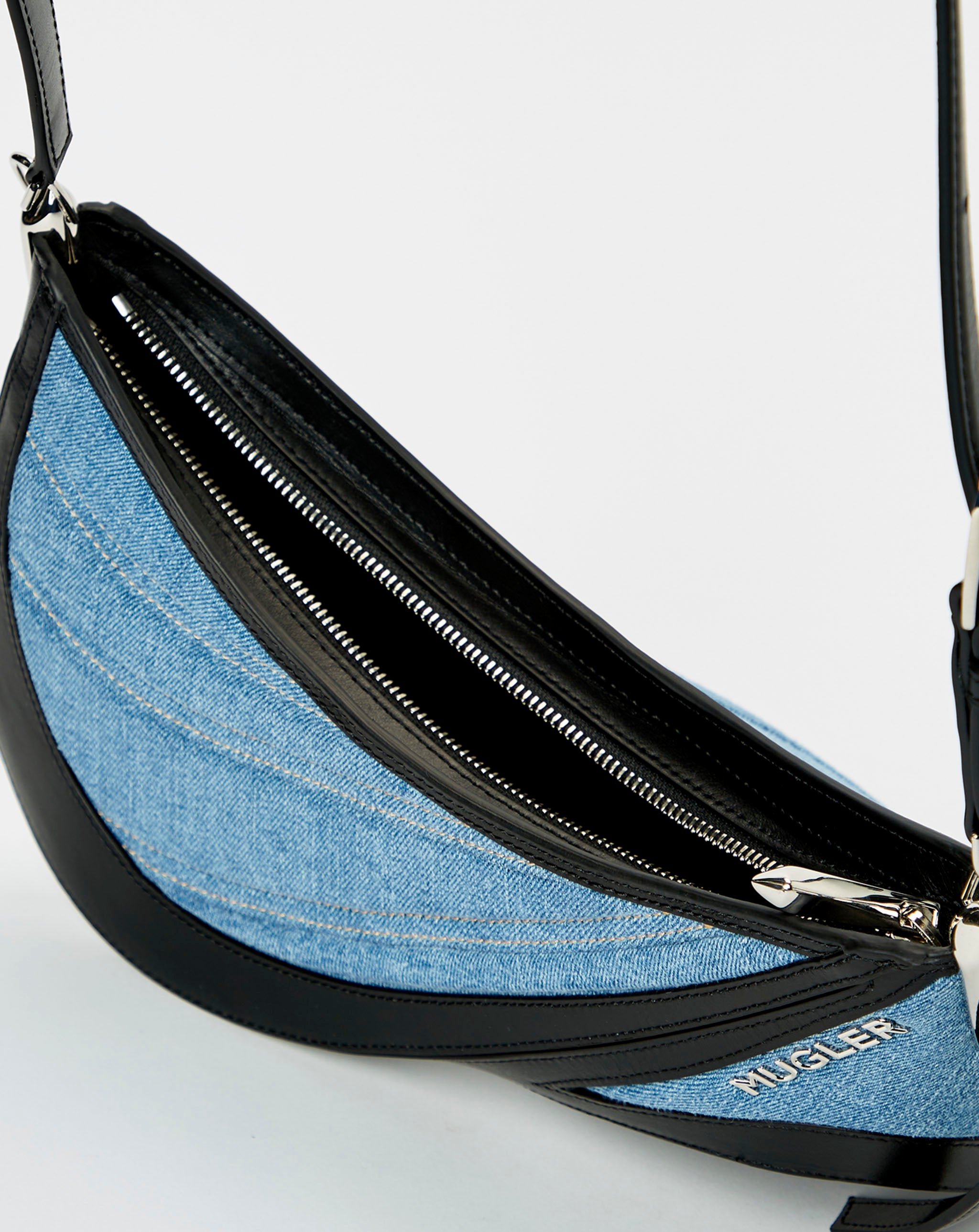 Medium Denim And Leather Spiral Bag