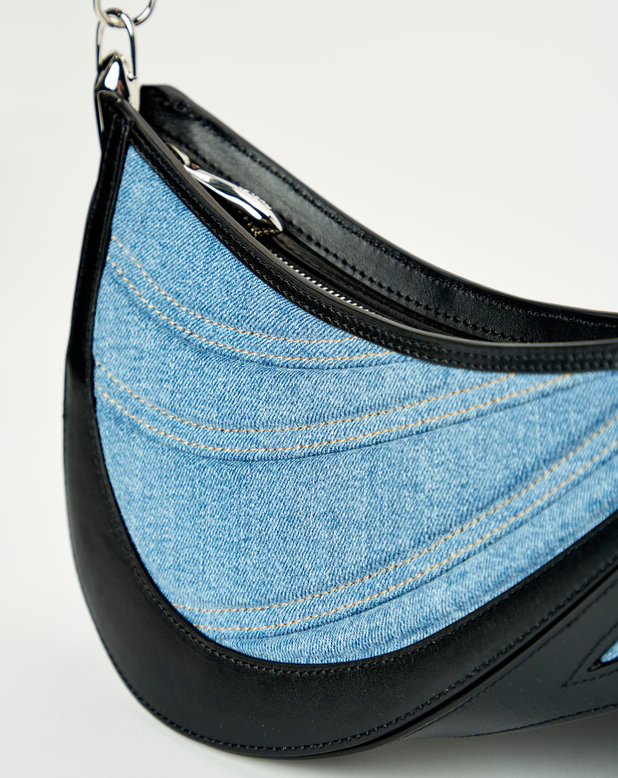 Medium Denim And Leather Spiral Bag