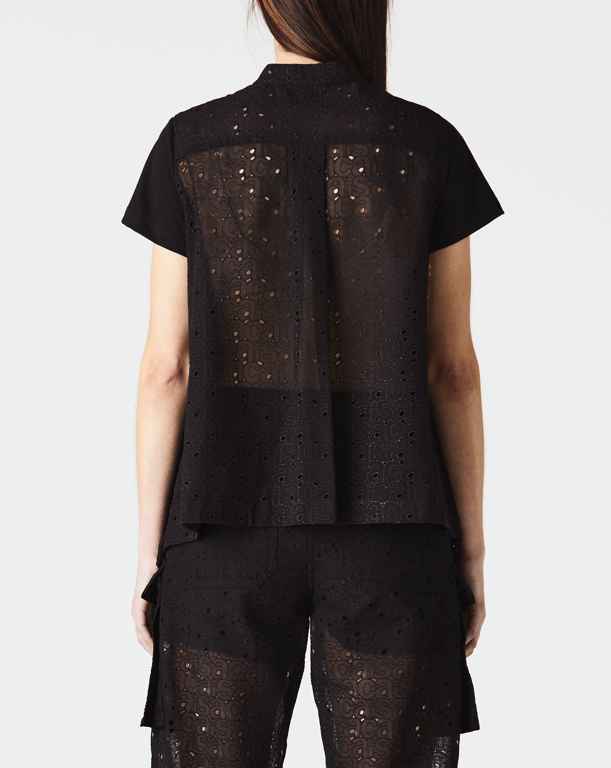 Sacai Embroidery Lace Cotton Jersey T-Shirt