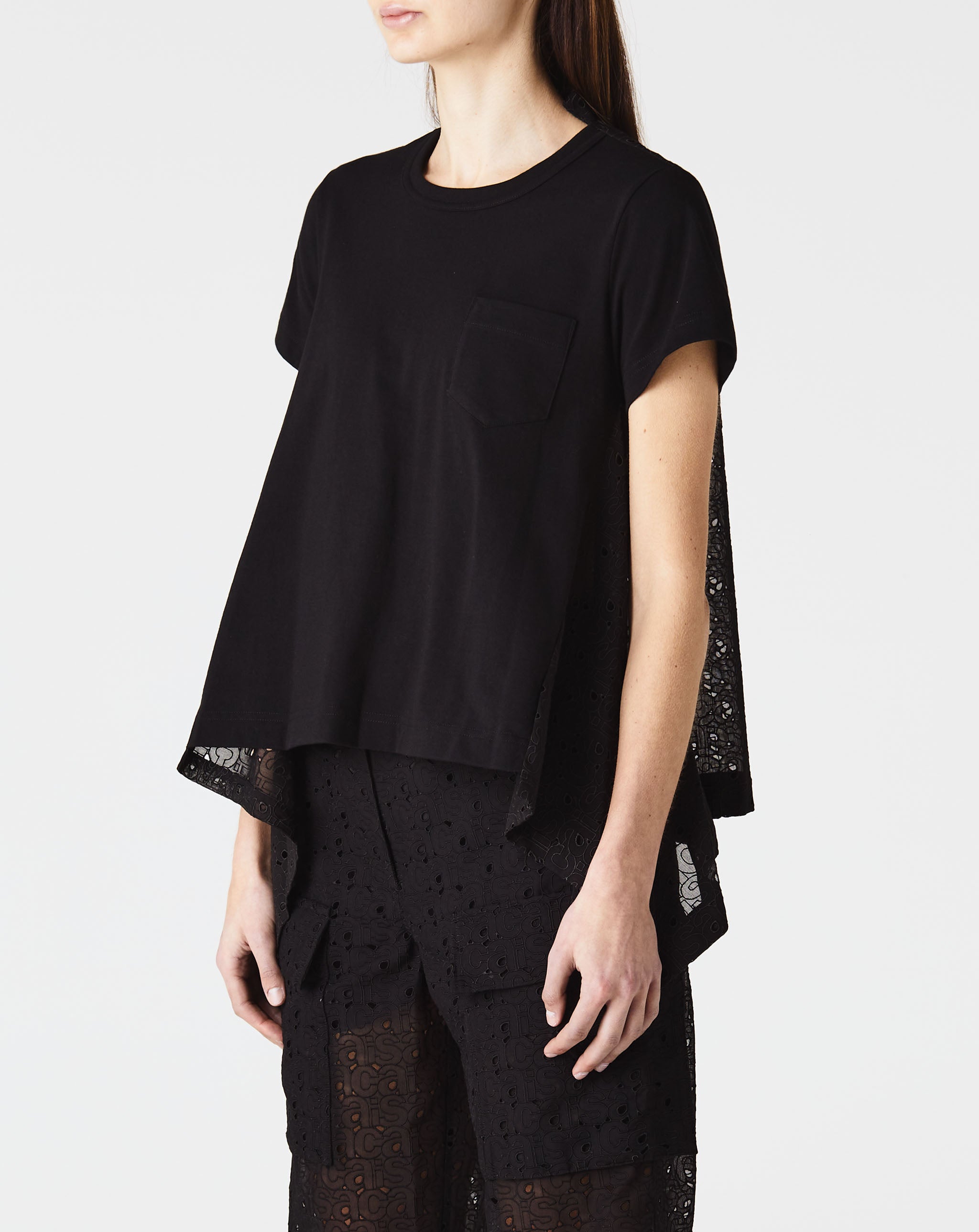 Sacai Embroidery Lace Cotton Jersey T-Shirt