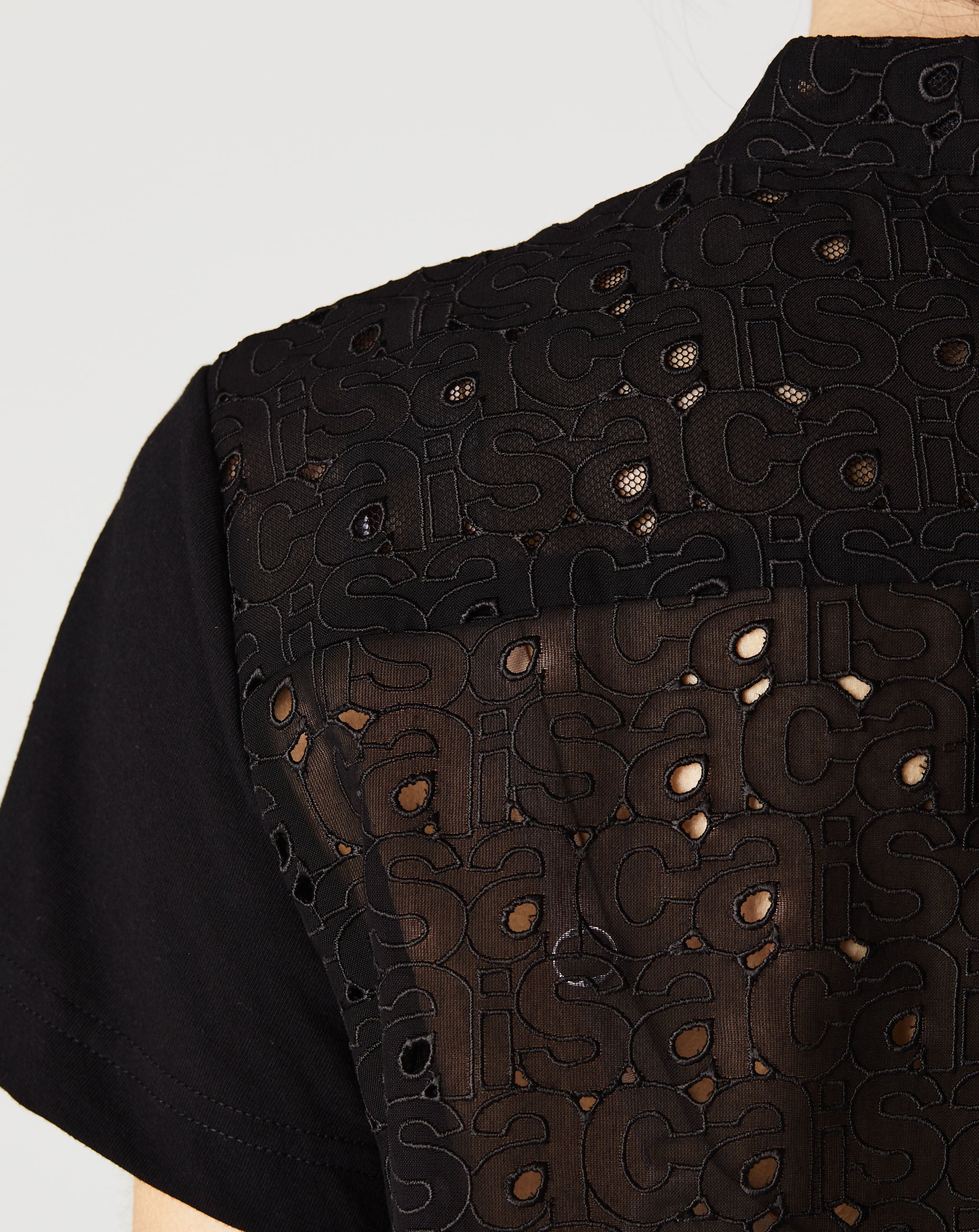 Sacai Embroidery Lace Cotton Jersey T-Shirt