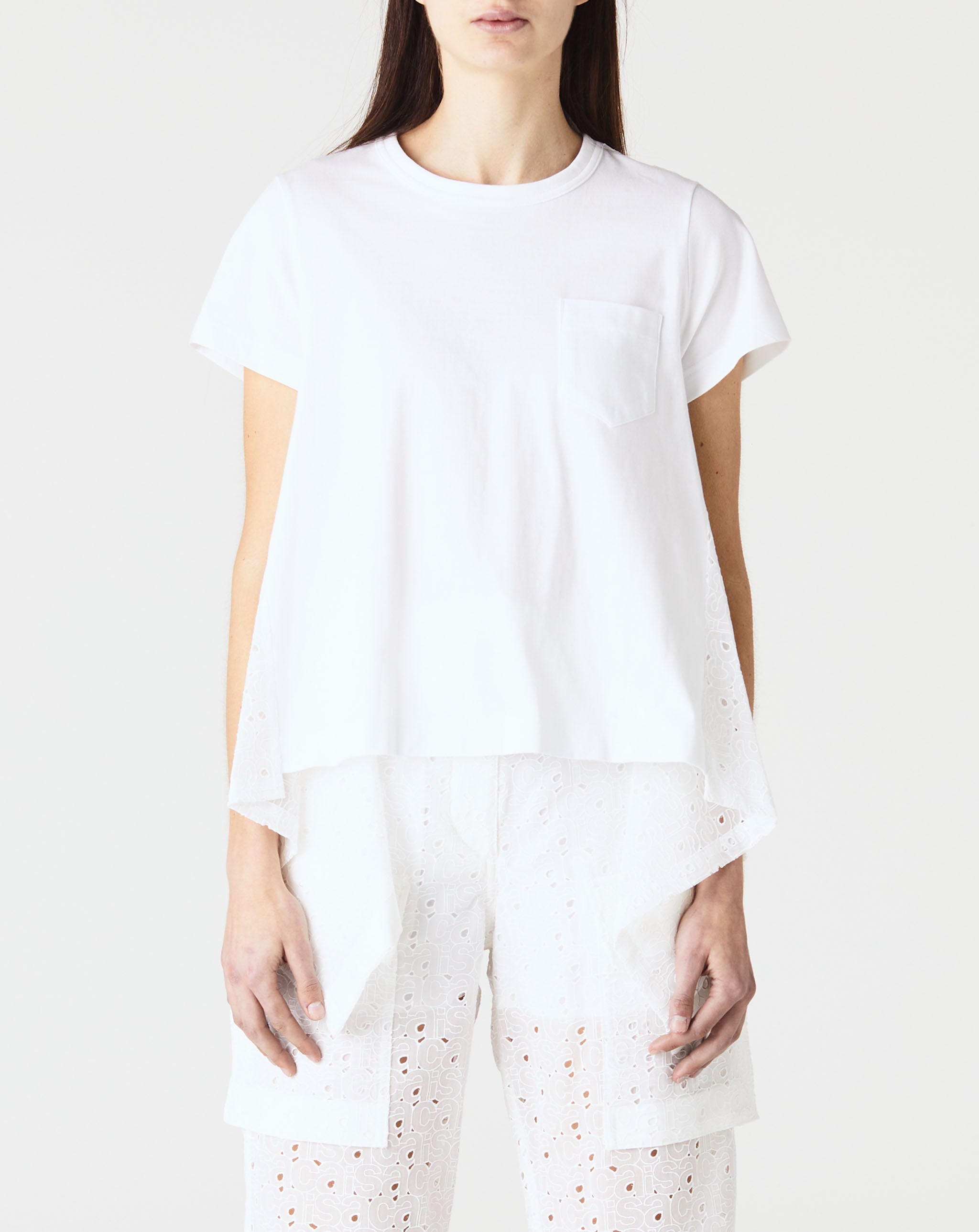 Sacai Embroidery Lace Cotton Jersey T-Shirt