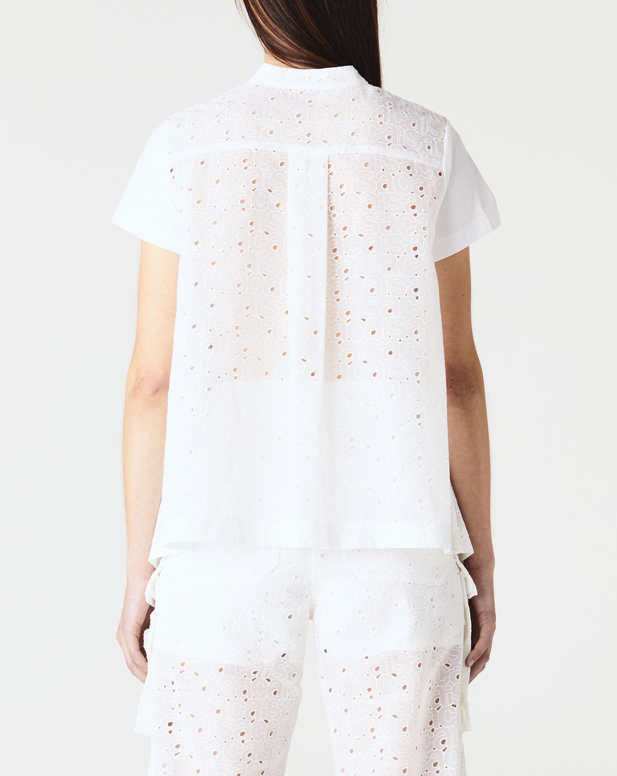 Sacai Embroidery Lace Cotton Jersey T-Shirt