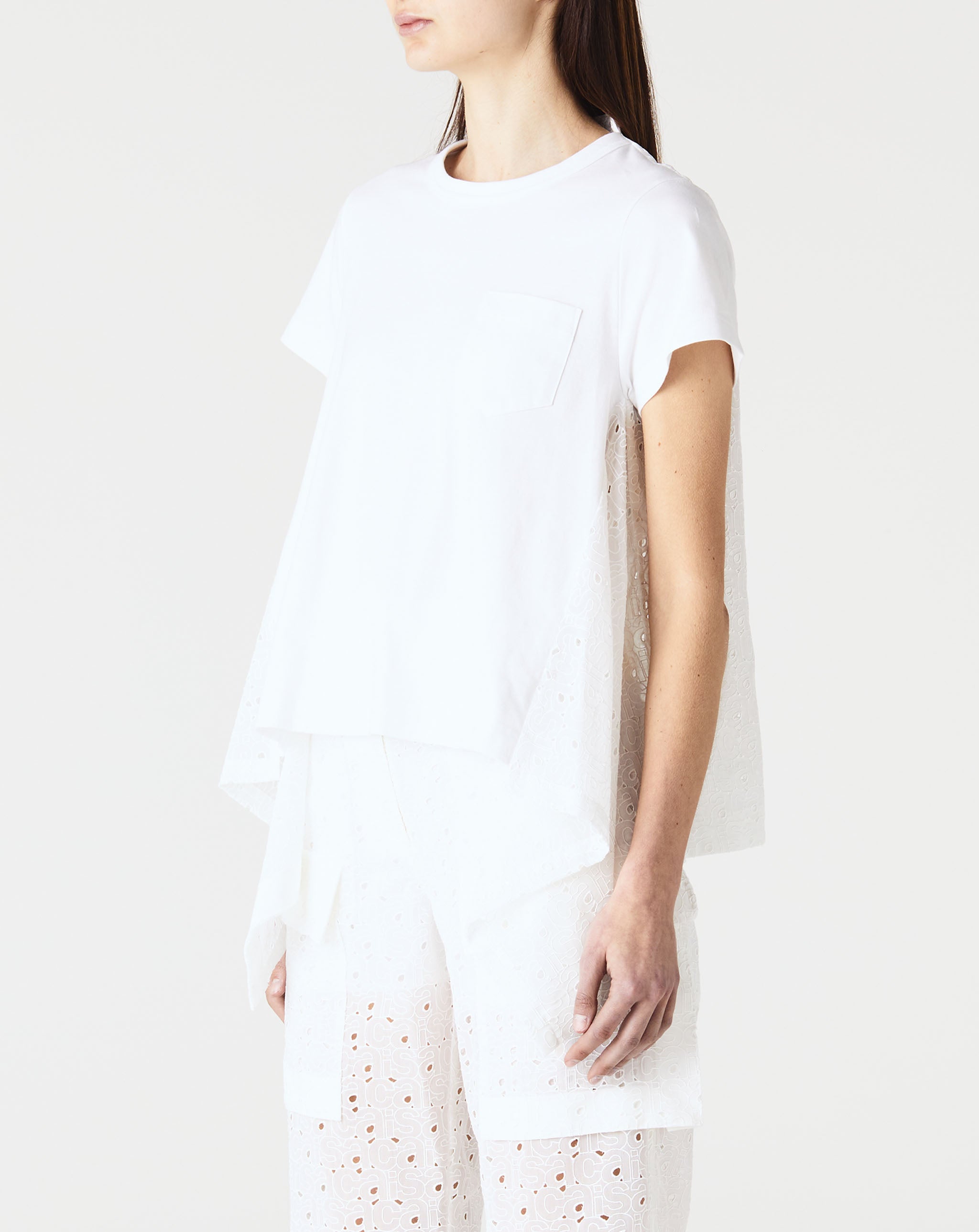 Sacai Embroidery Lace Cotton Jersey T-Shirt