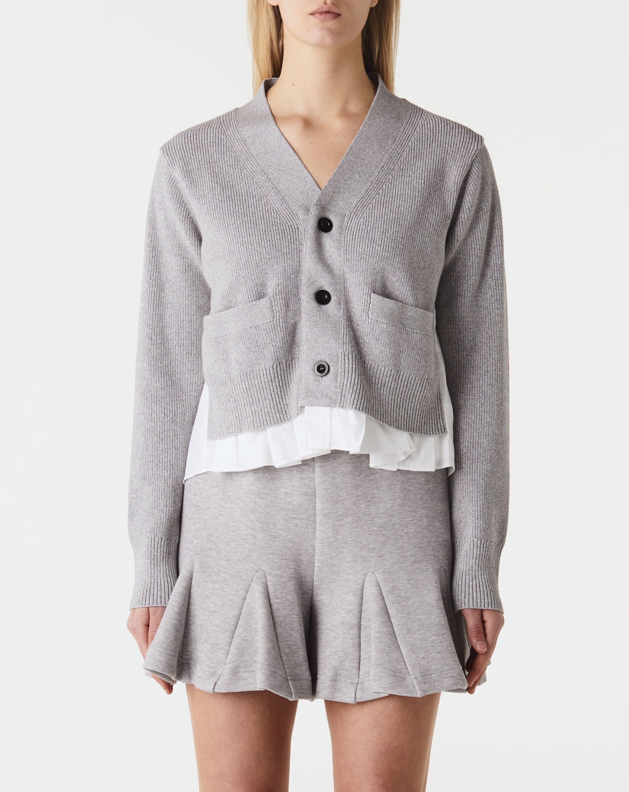 Cotton Poplin X Cotton Knit Cardigan