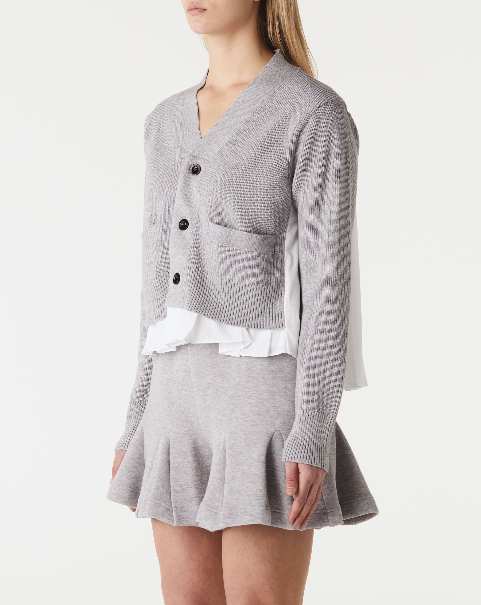 Cotton Poplin X Cotton Knit Cardigan