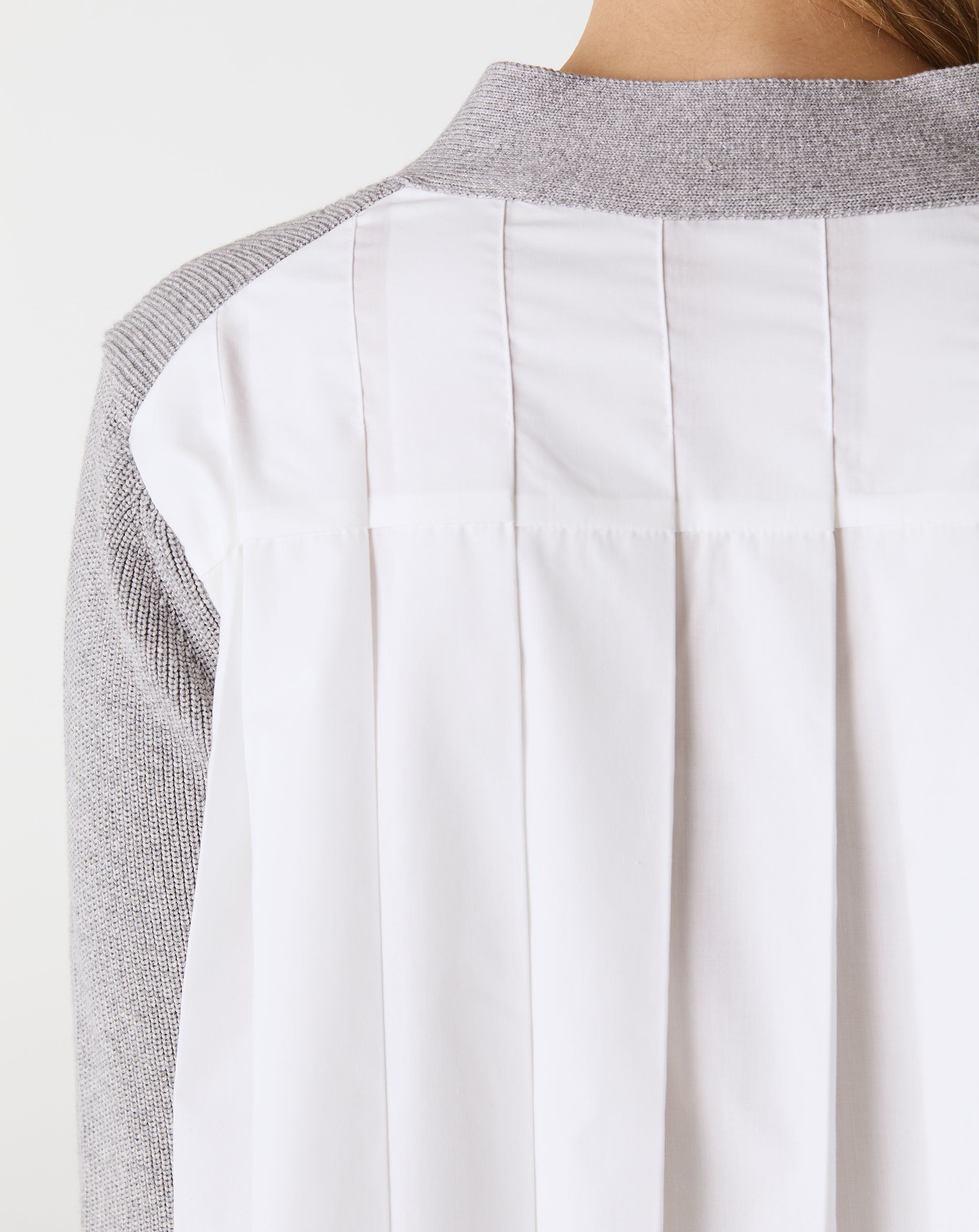 Cotton Poplin X Cotton Knit Cardigan