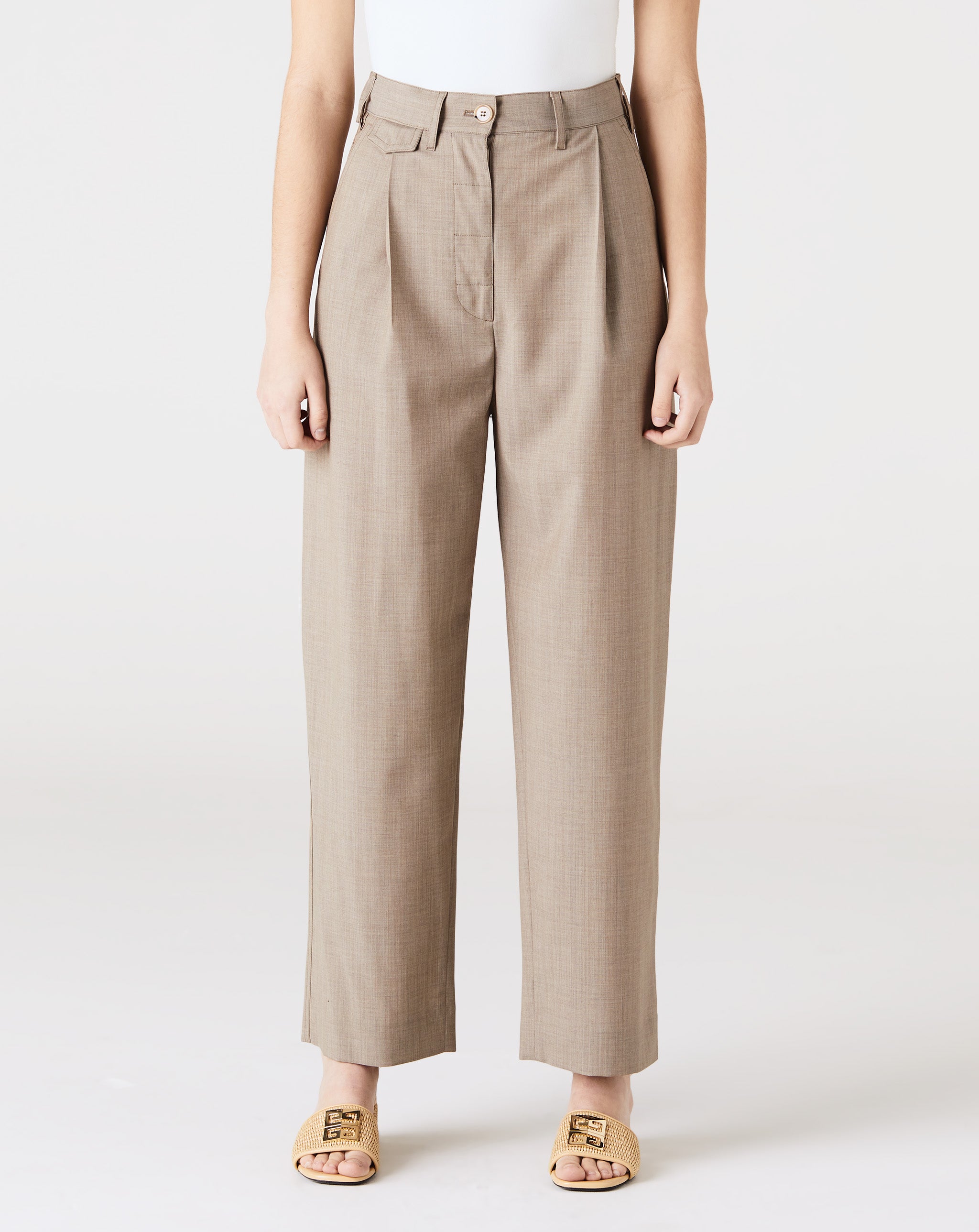 Fluid Wool Button Trousers