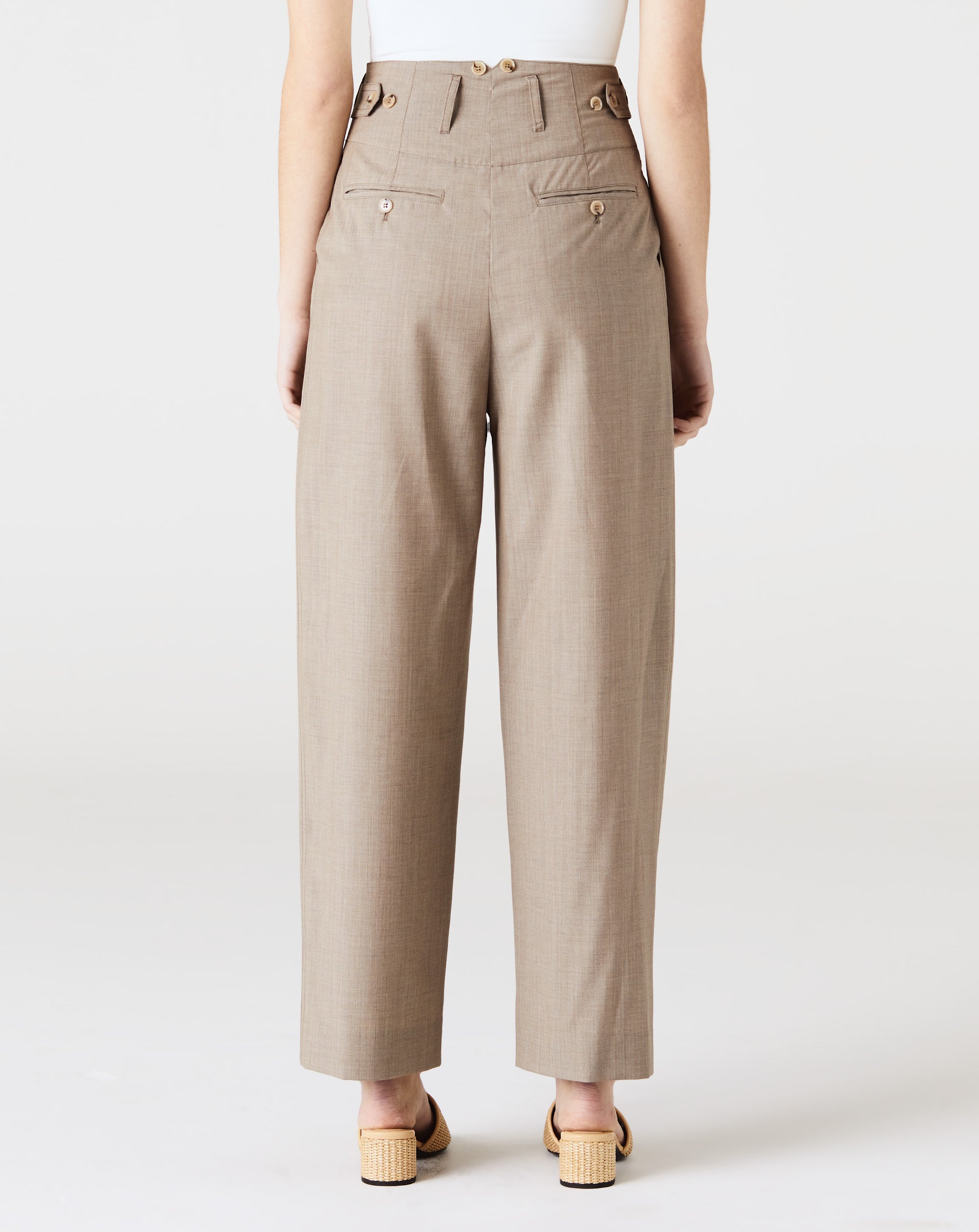 Fluid Wool Button Trousers