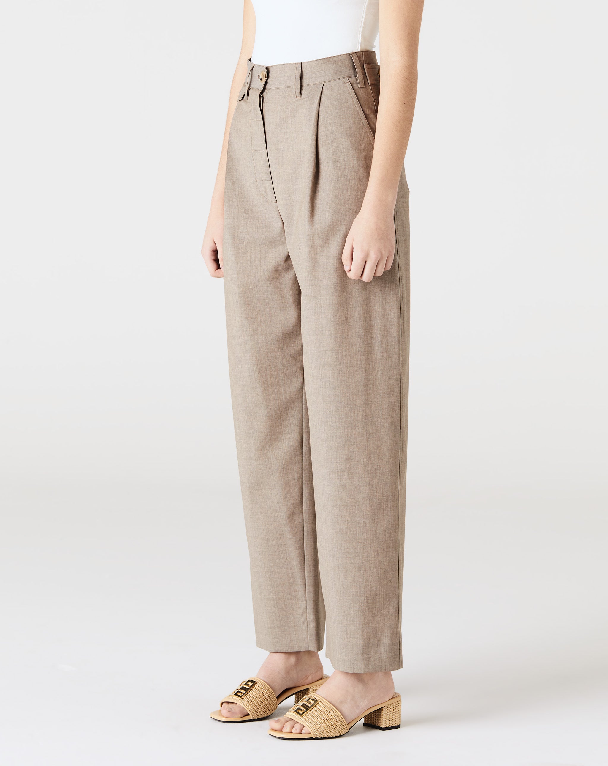 Fluid Wool Button Trousers