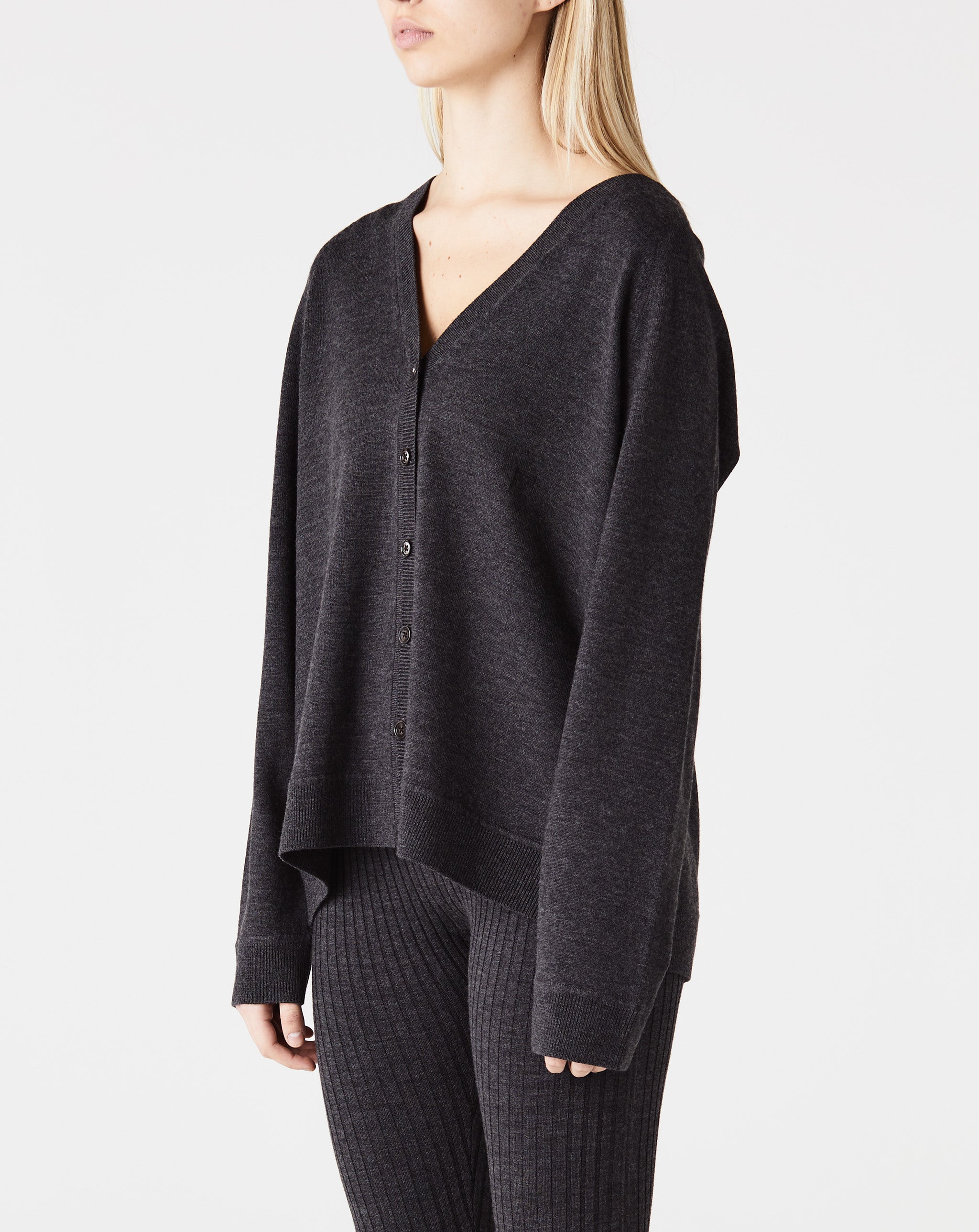 Raglan-Sleeve Wool Cardigan