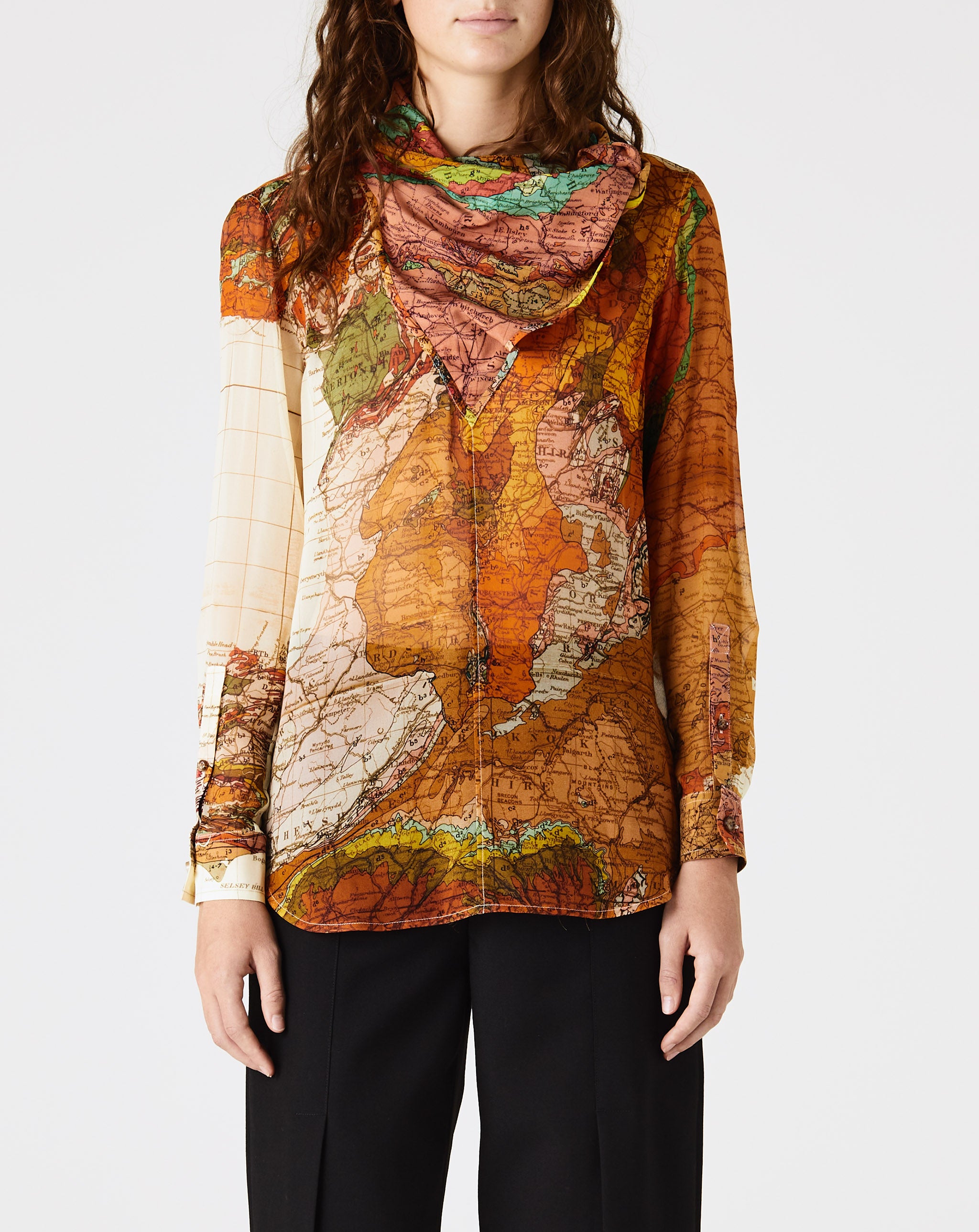Edie Long Sleeve Map Blouse