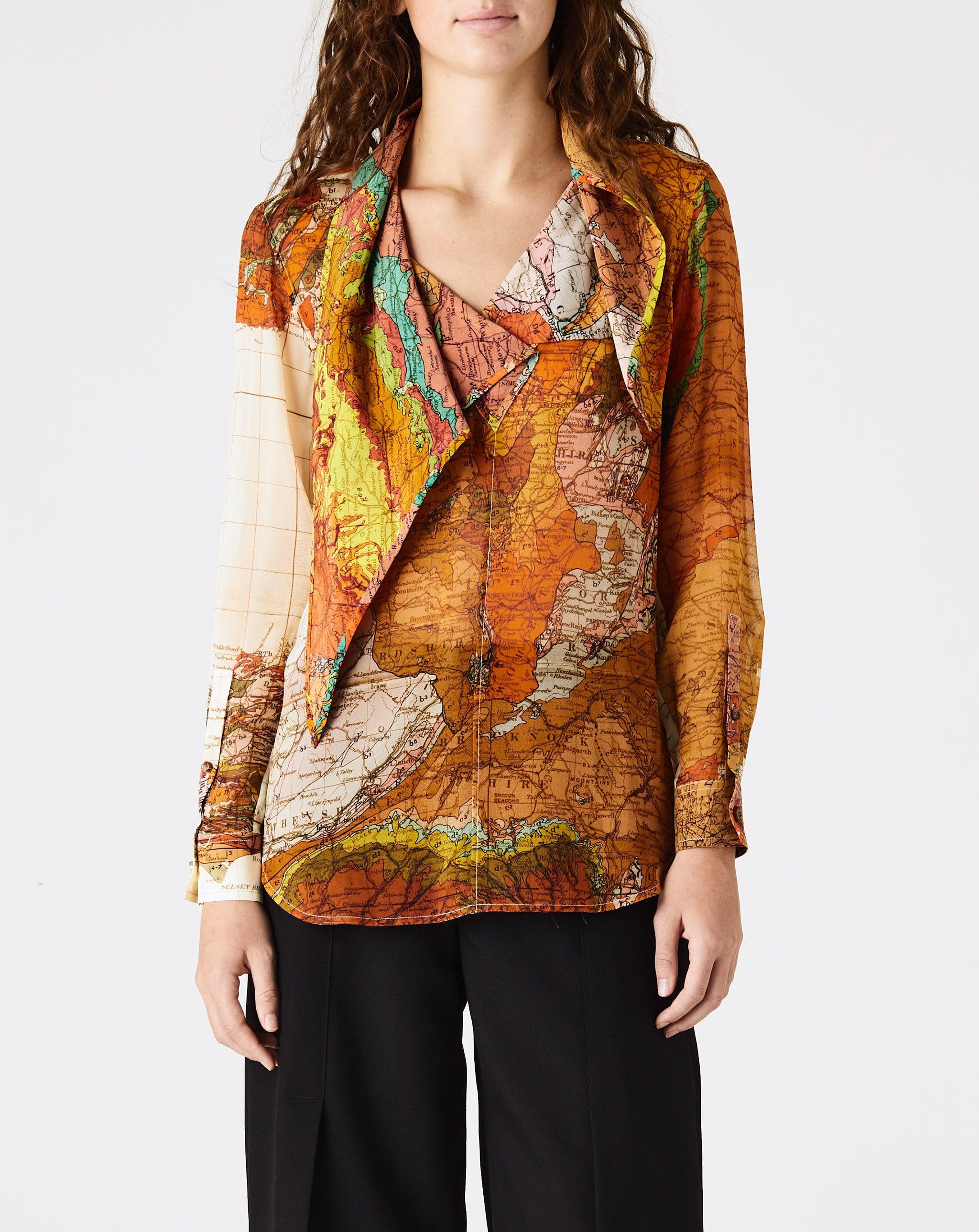 Edie Long Sleeve Map Blouse