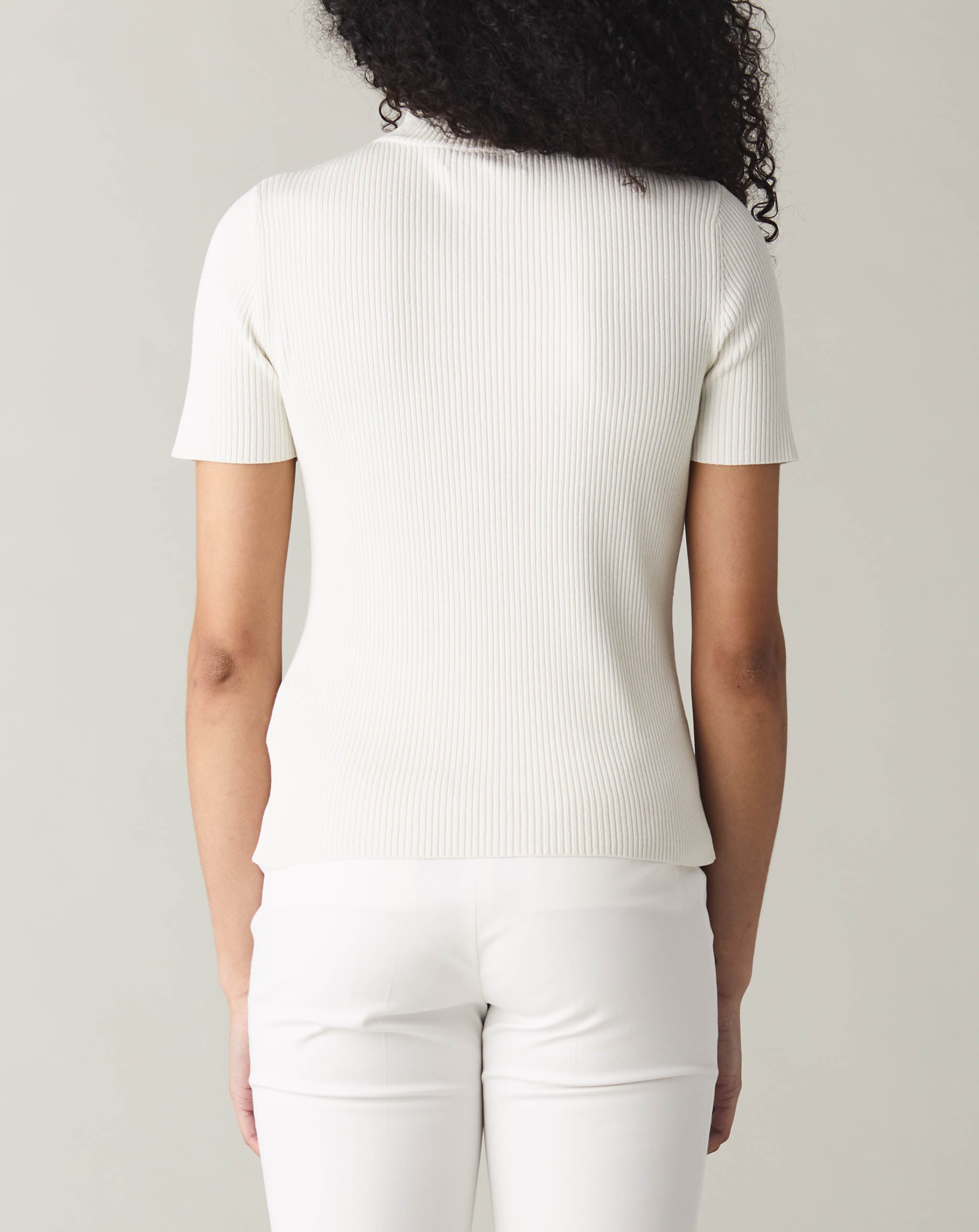 Daisy Mock Neck Short Sleeve Sweater
