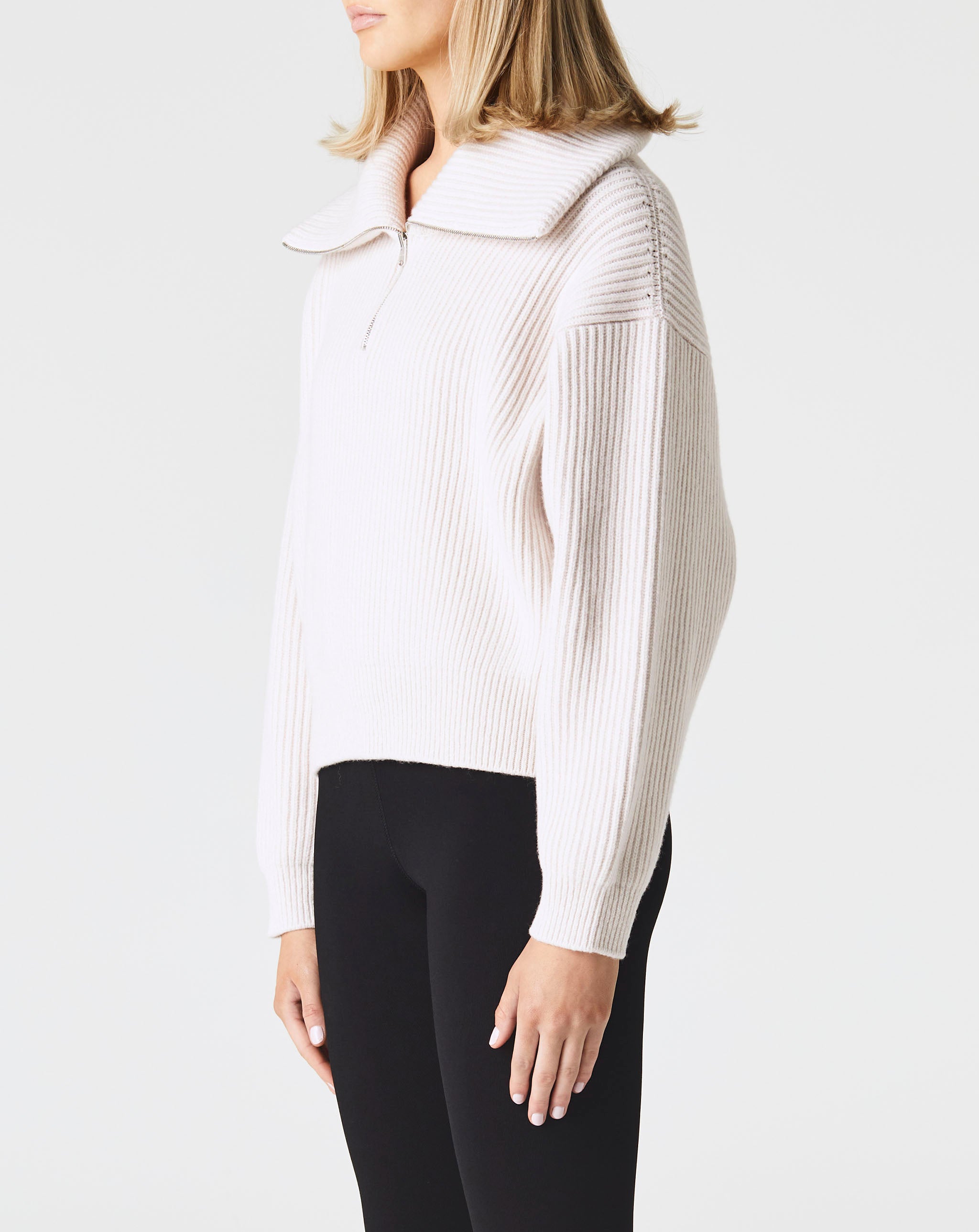 Maille Cote Anglaise Pull Col Zippe